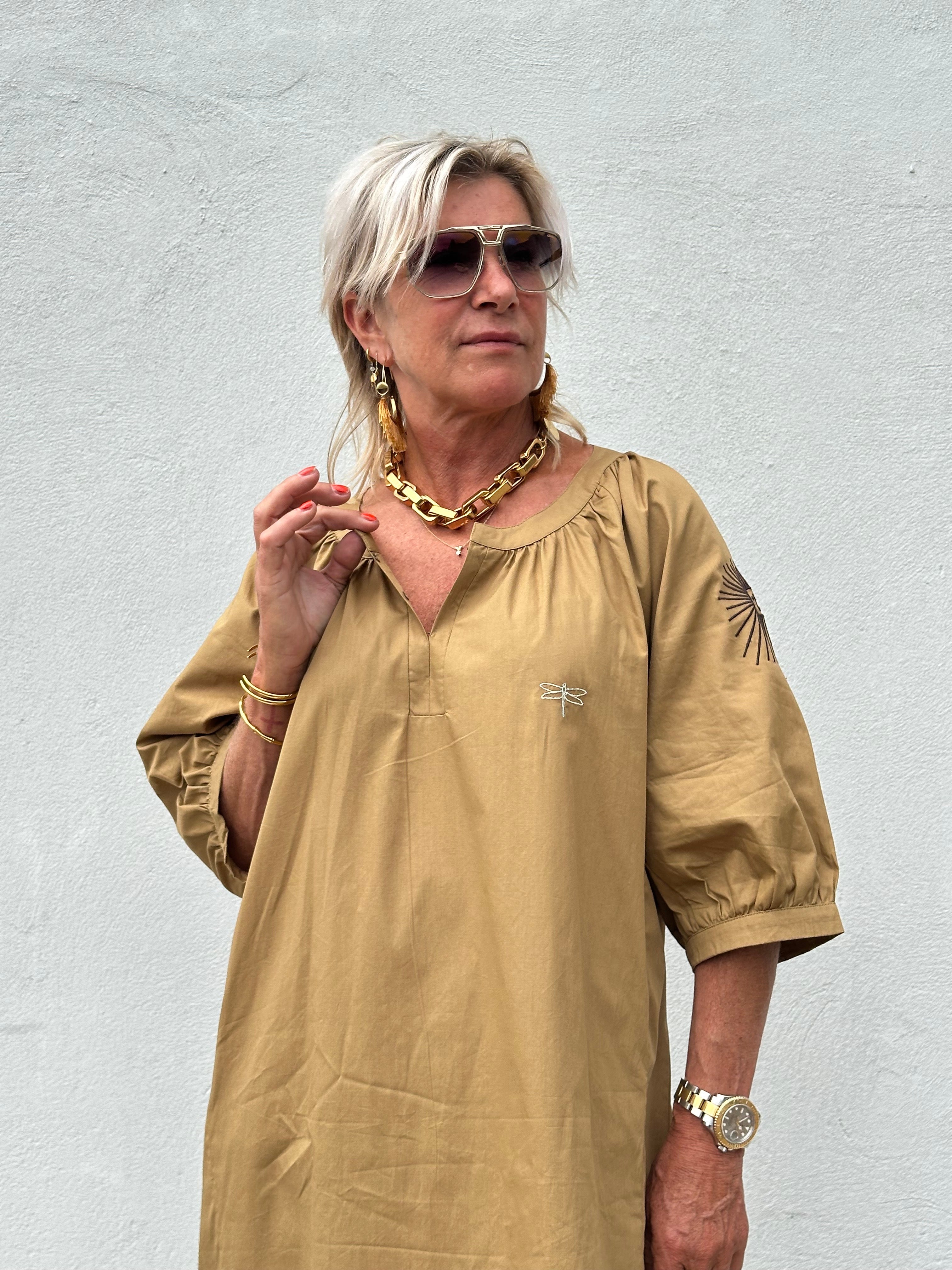 Gaspar 2607707 Athen dress poplin khaky