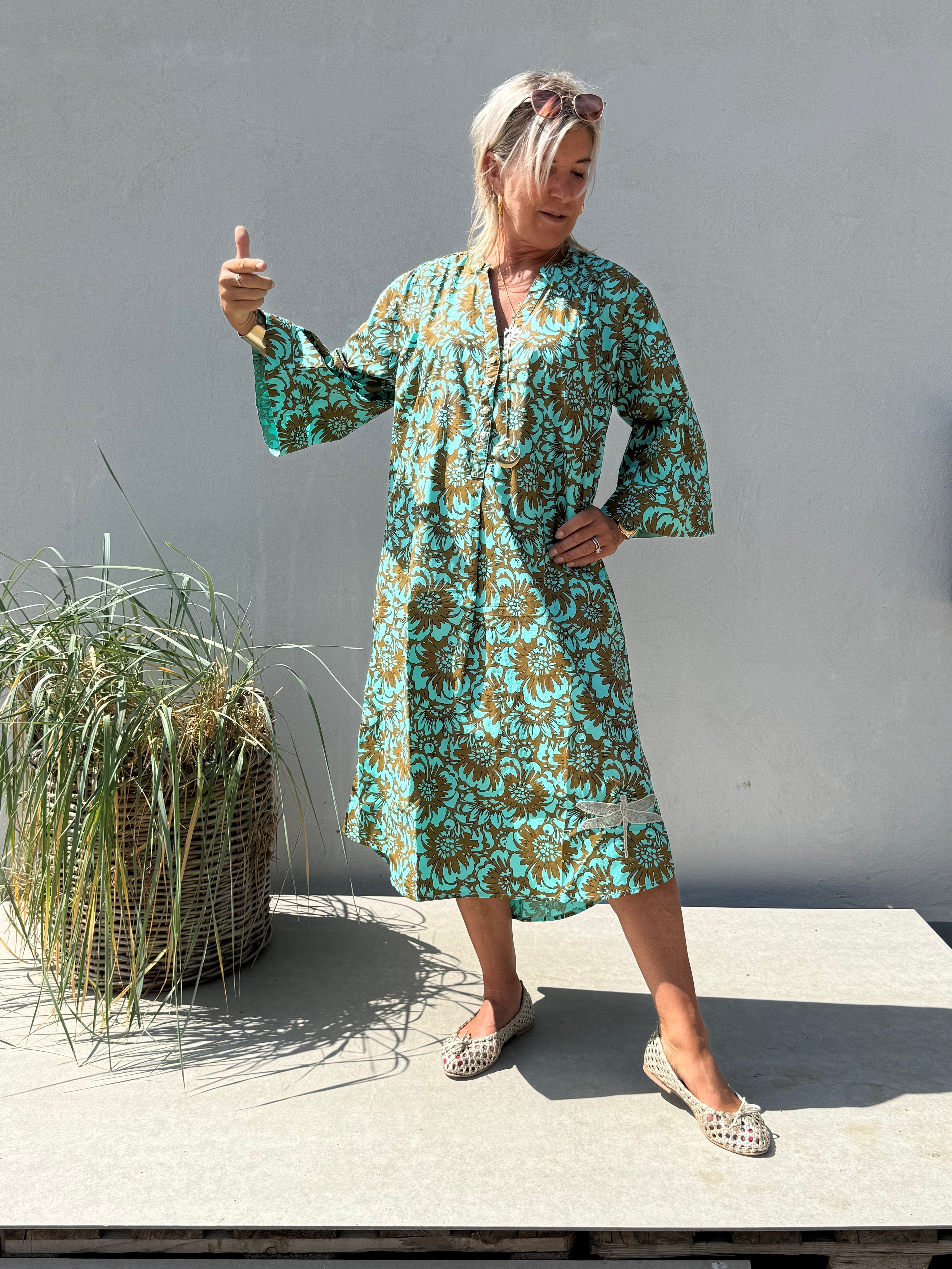 Gaspar 2607709 Mumbai dress flower aqua