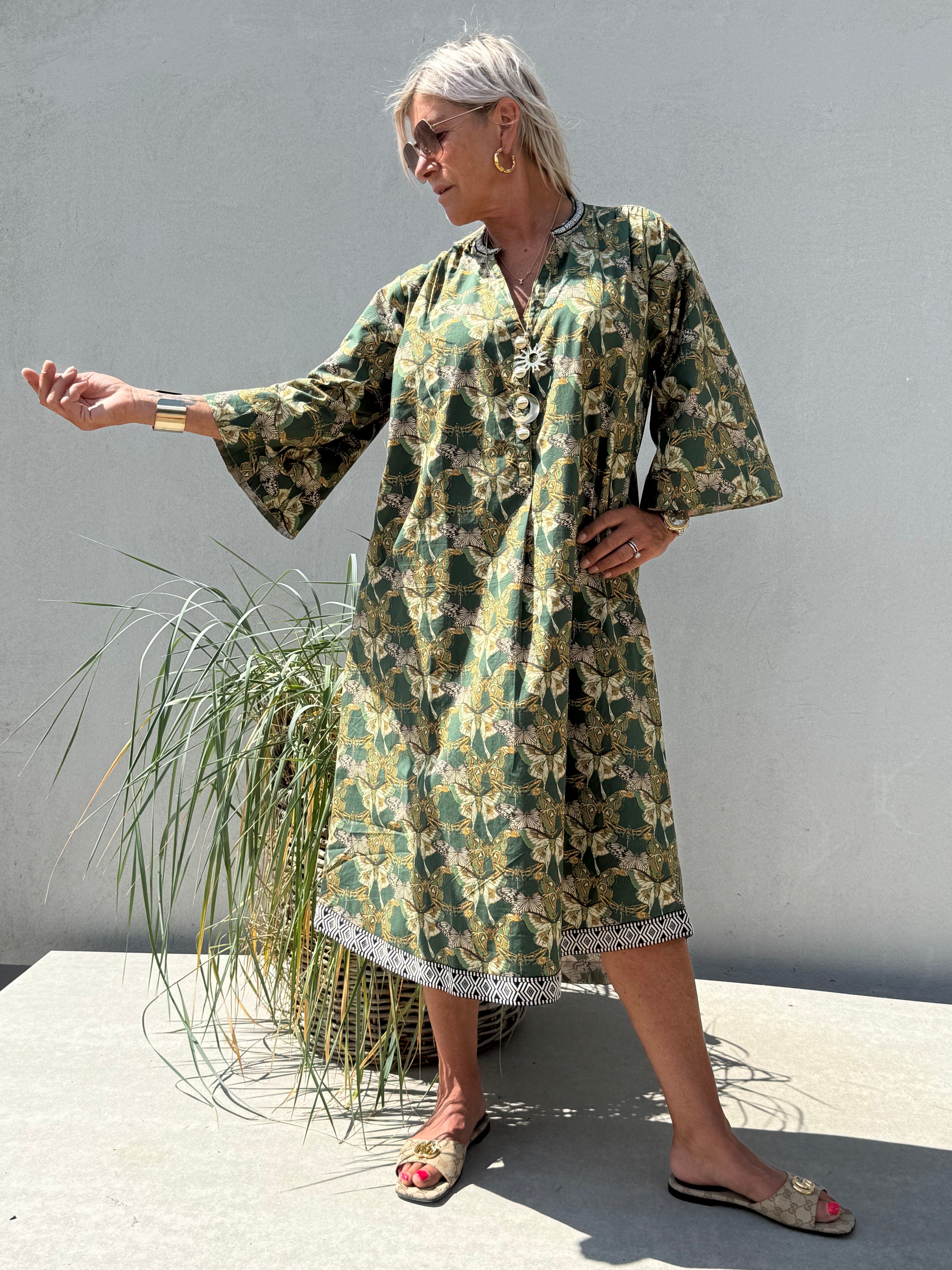 Gaspar 2607711 Mumbai dress butterfly print green