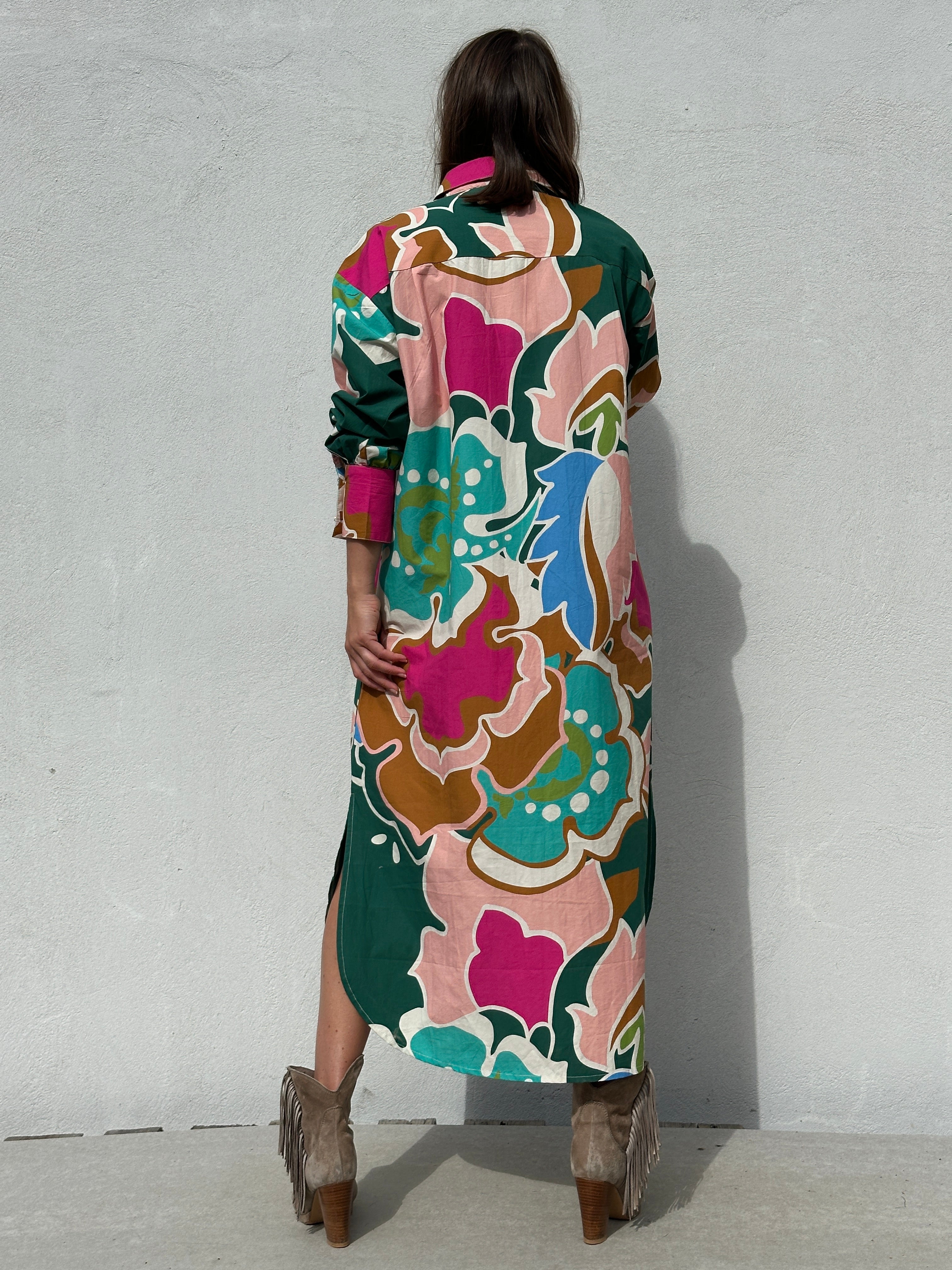 Gaspar 2607715 Malmø dress long flower multi