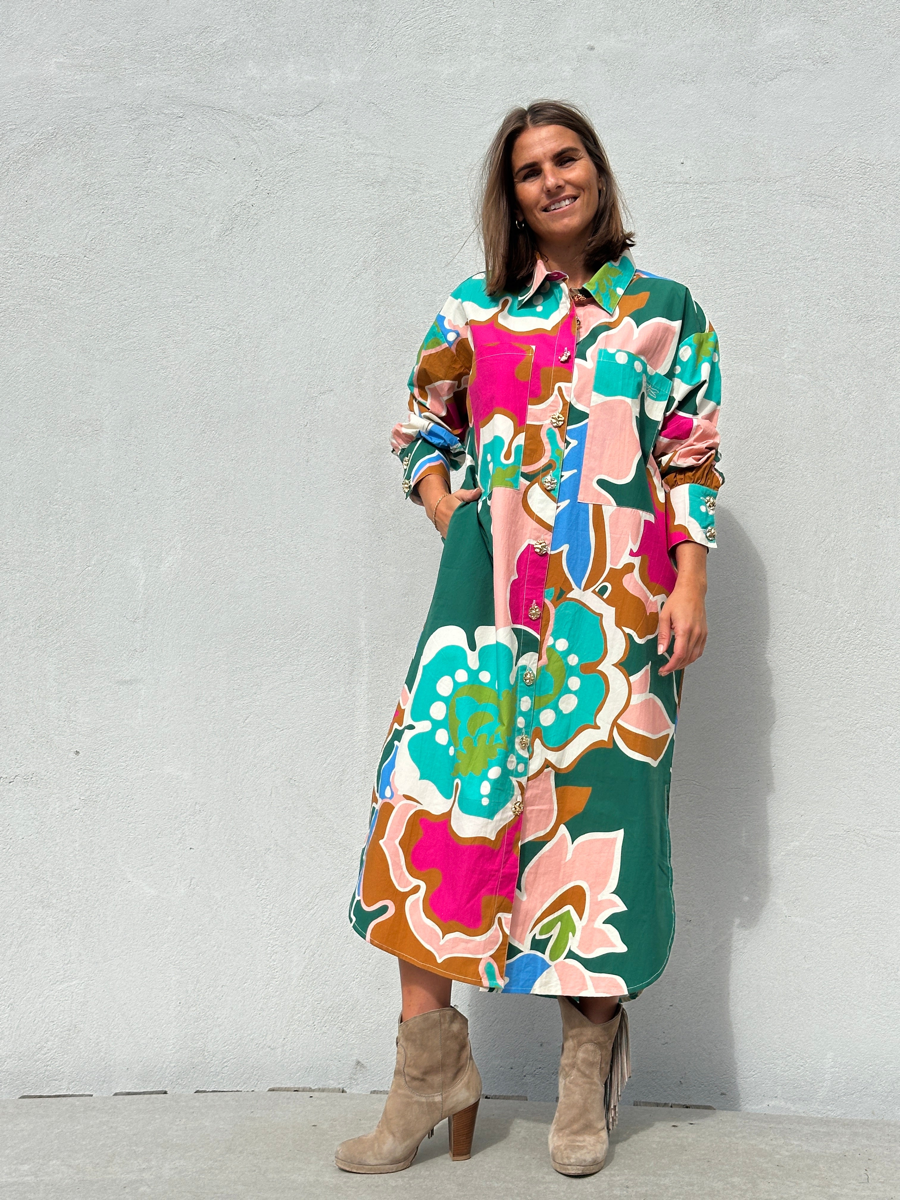 Gaspar 2607715 Malmø dress long flower multi
