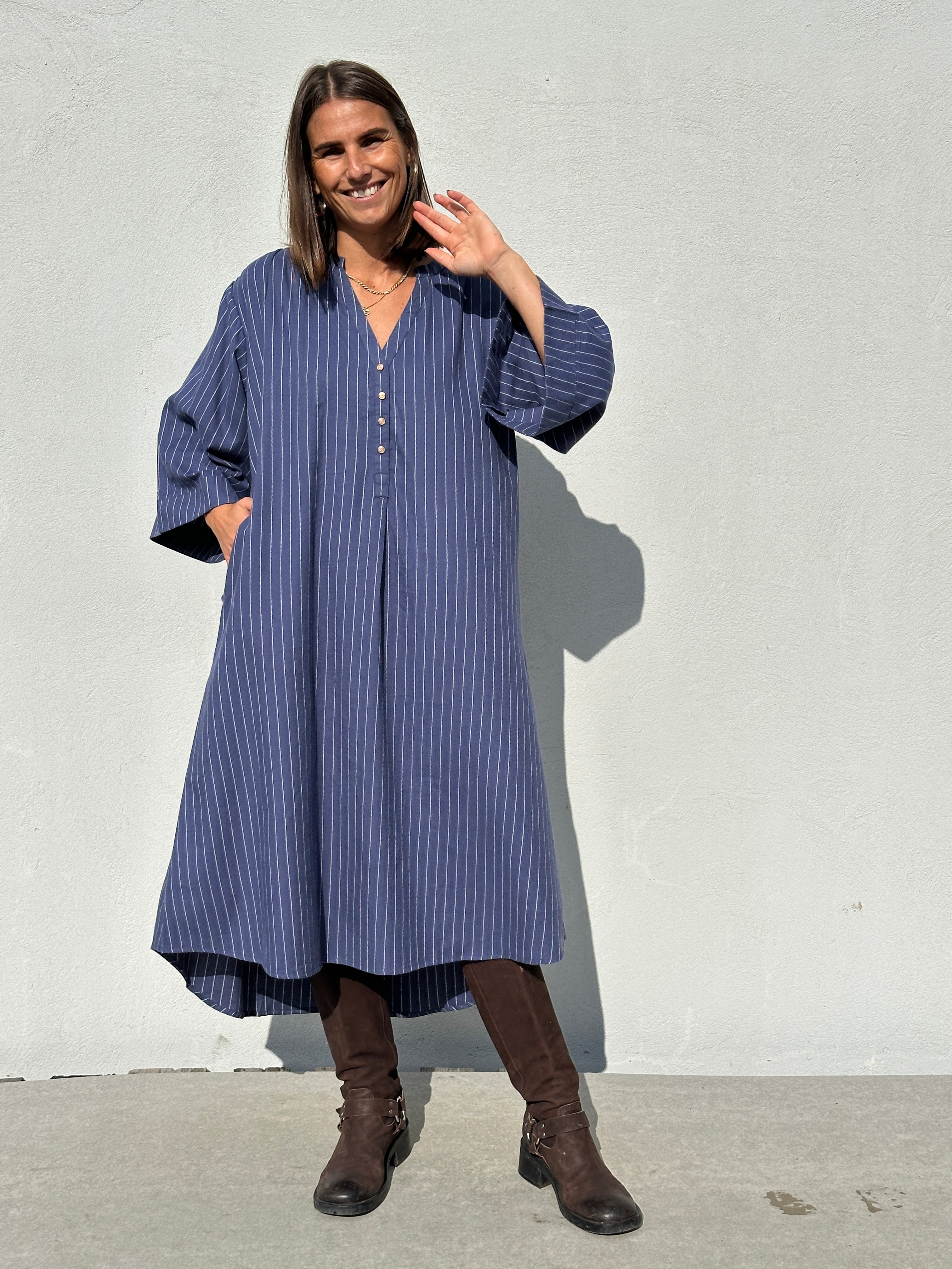 Gaspar 2607717 Mumbai stripe dress blue