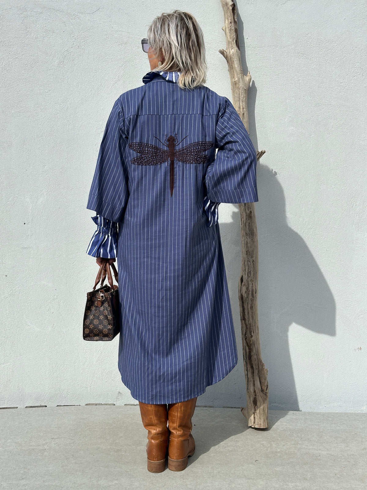 Gaspar 2607717 Mumbai stripe dress blue