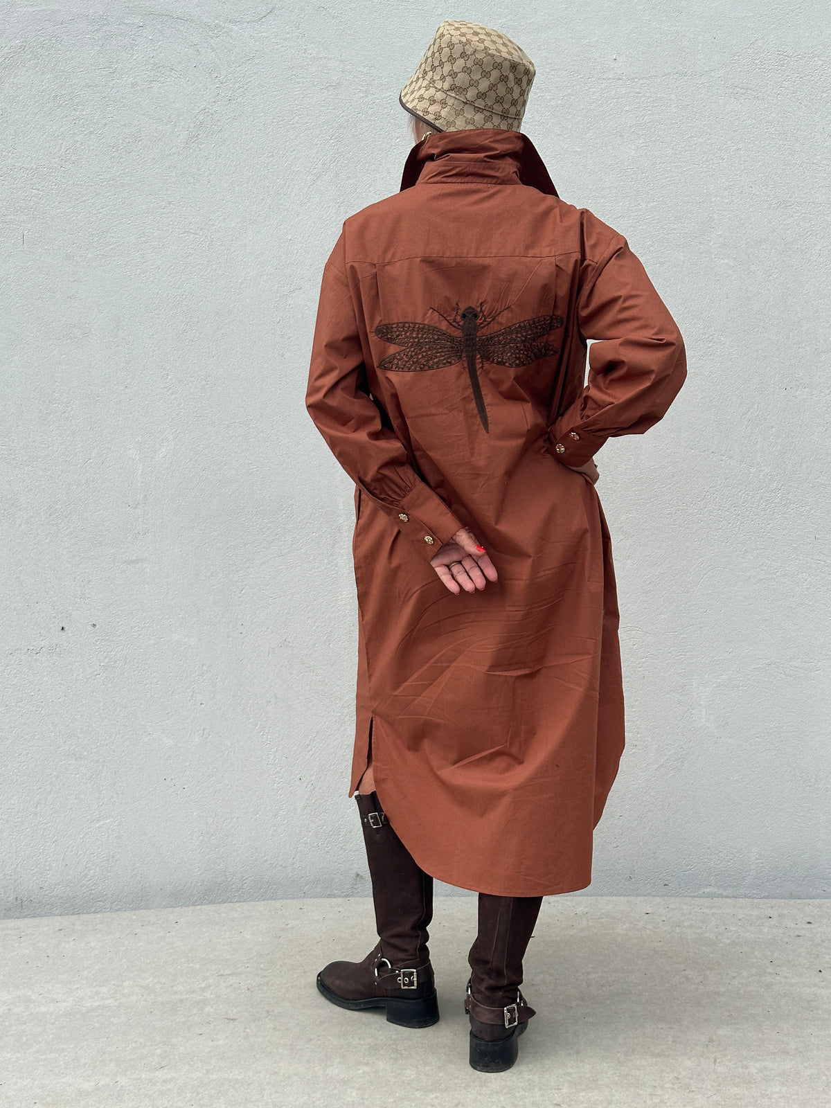 Gaspar 2607719 Sevilla poplin dress burnt sienna