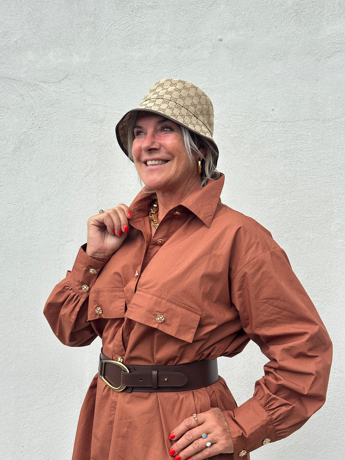 Gaspar 2607719 Sevilla poplin dress burnt sienna