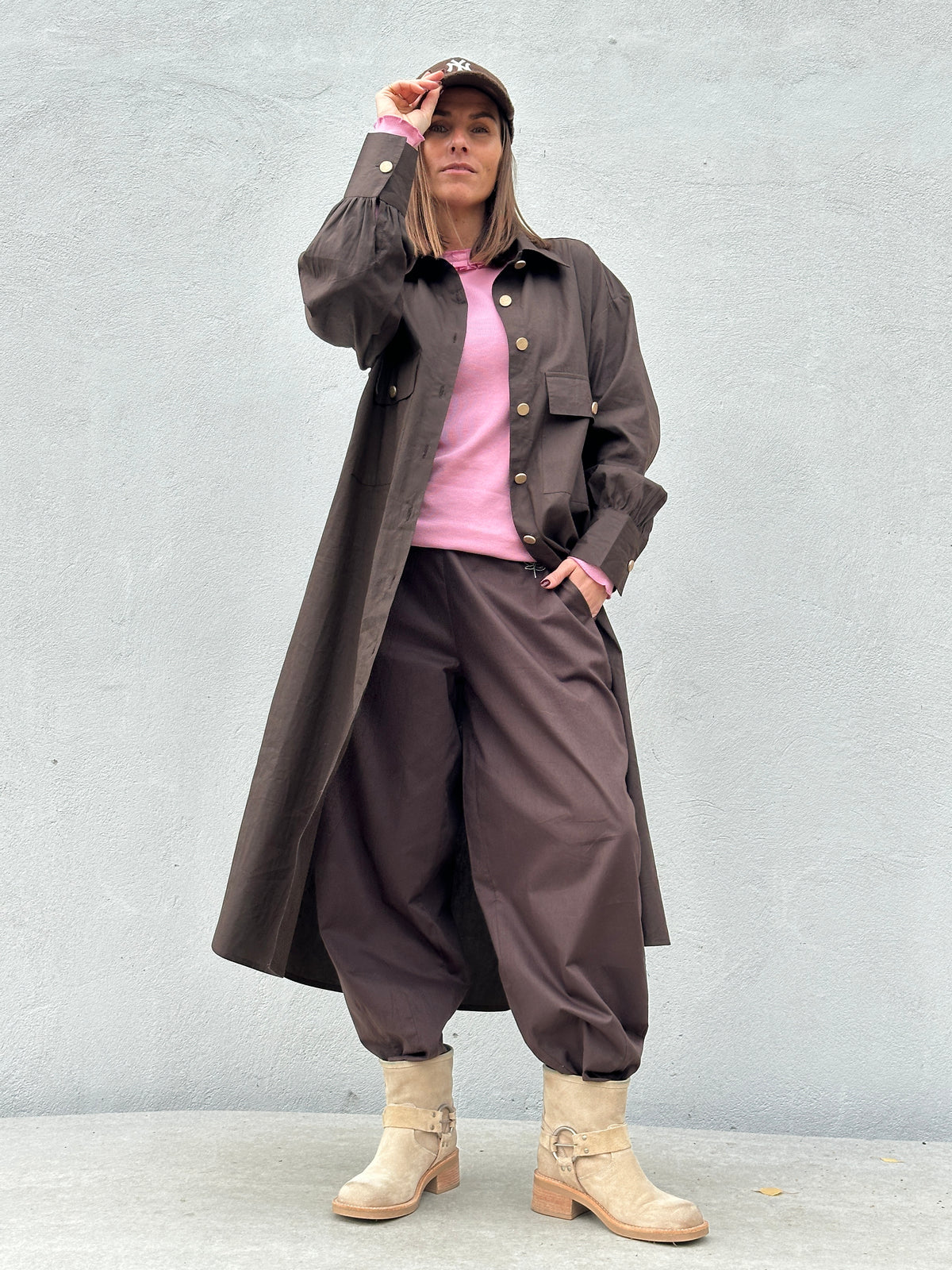 Gaspar 2607719 Sevilla poplin dress brown