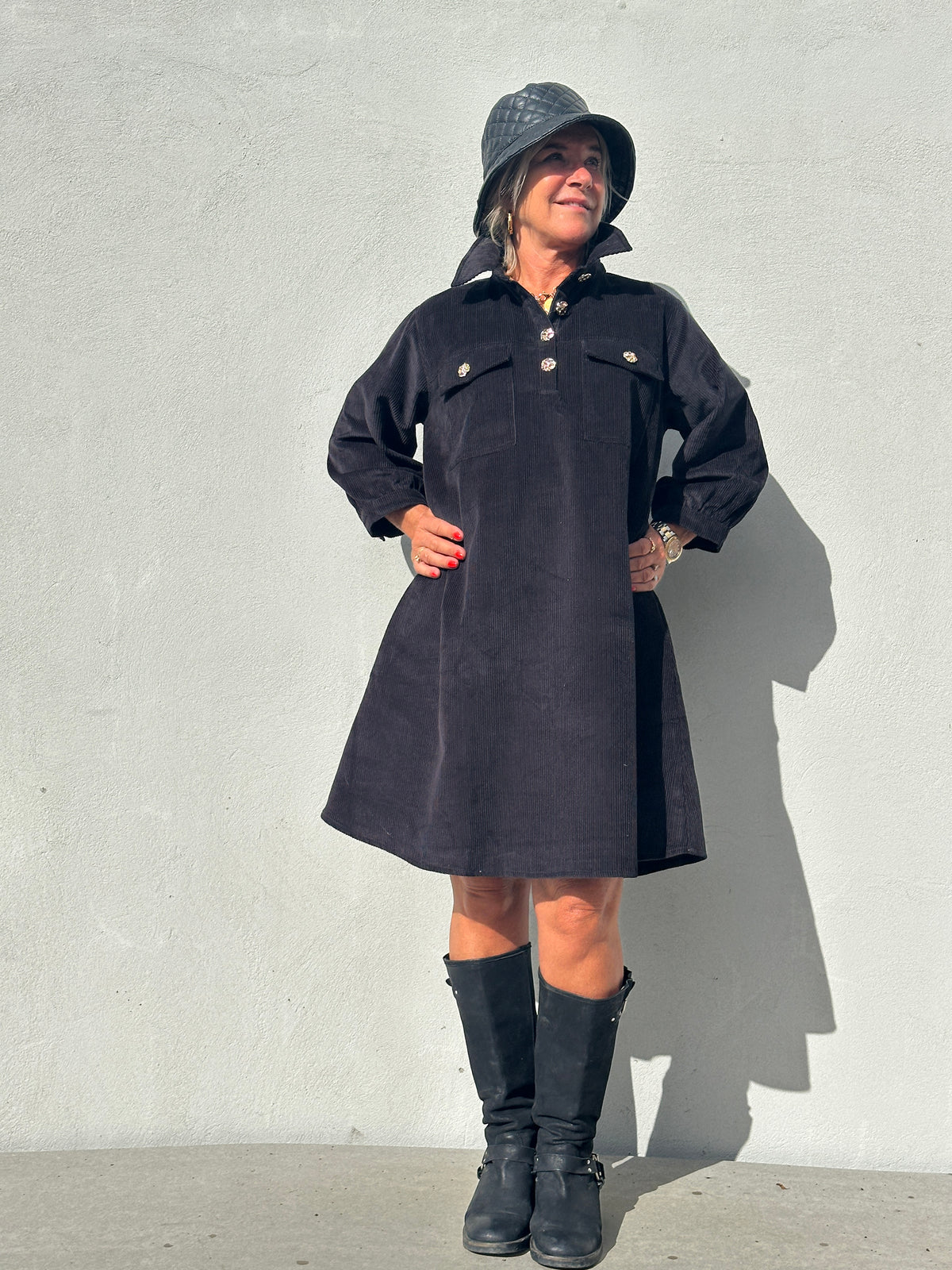 Gaspar 2607744 Nice corduroy dress black