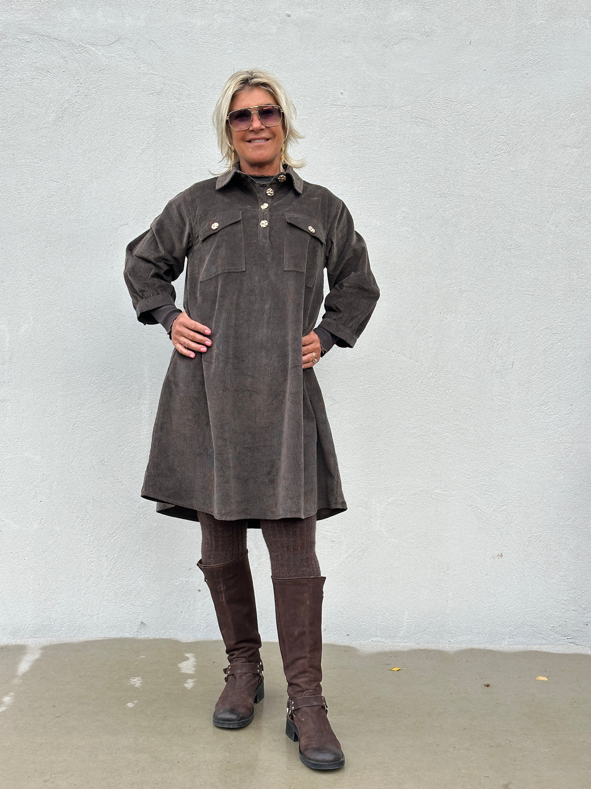 Gaspar 2607744 Nice corduroy dress brown