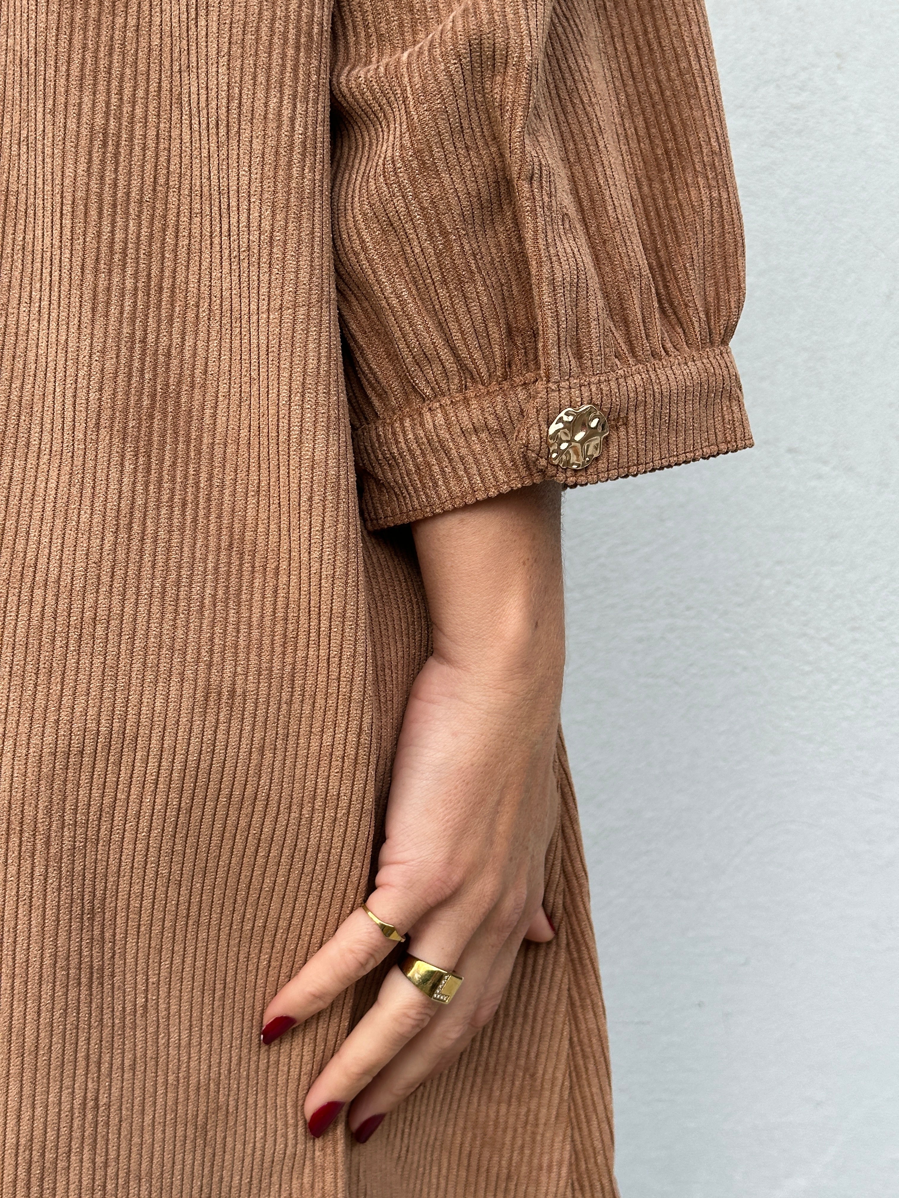 Gaspar 2607744 Nice corduroy dress camel