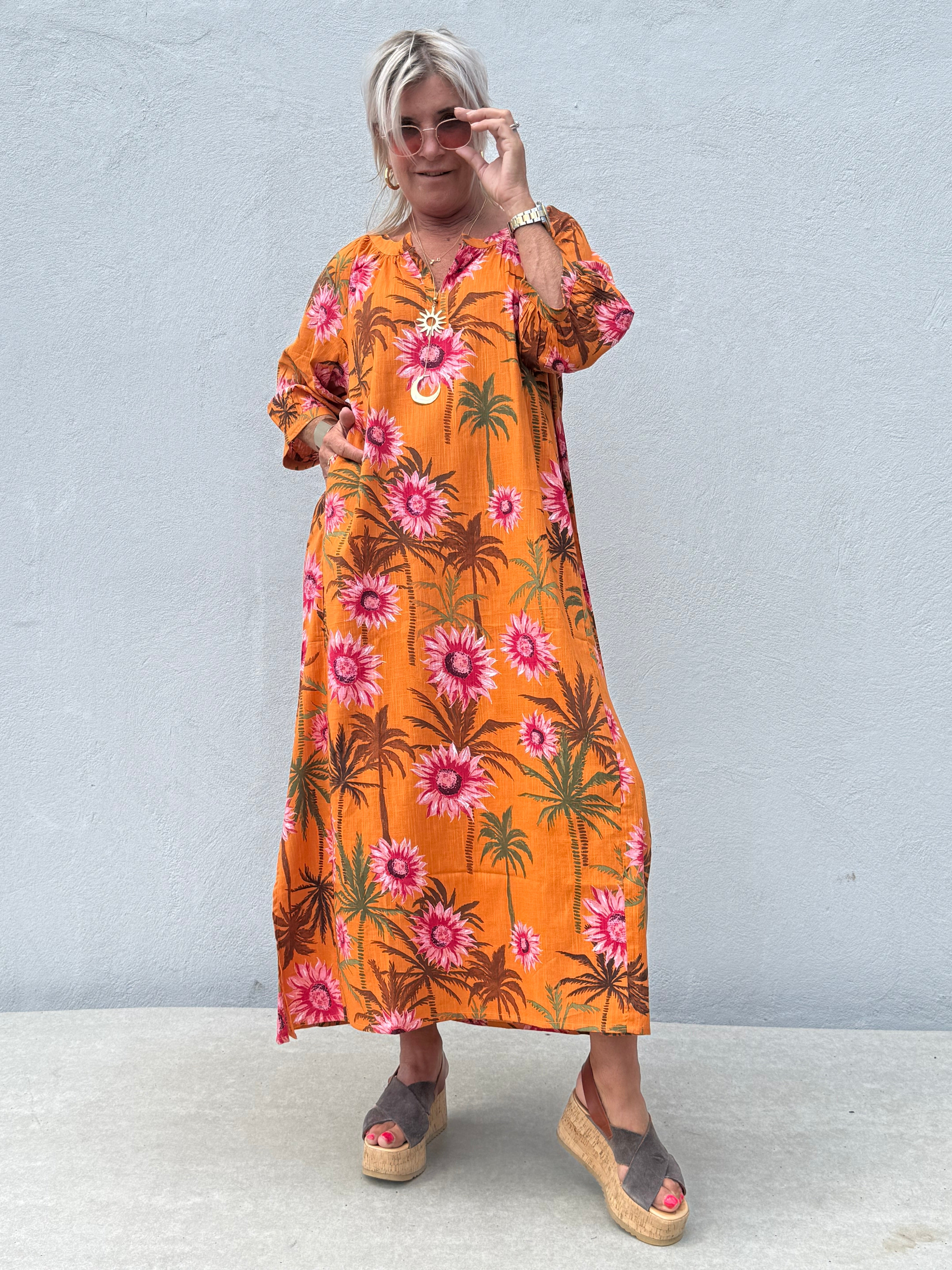 Gaspar 2607765 Athen dress flower orange