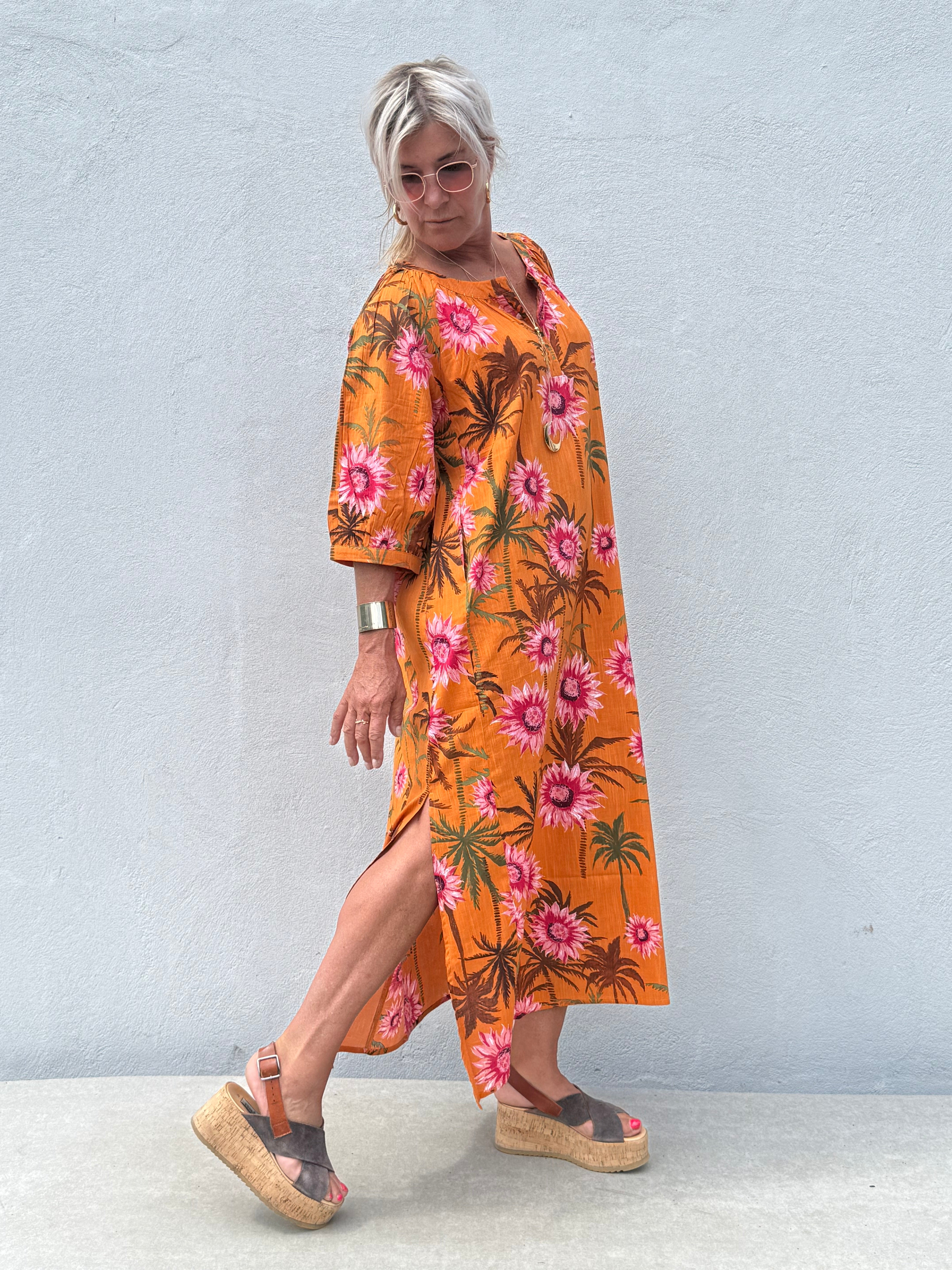 Gaspar 2607765 Athen dress flower orange