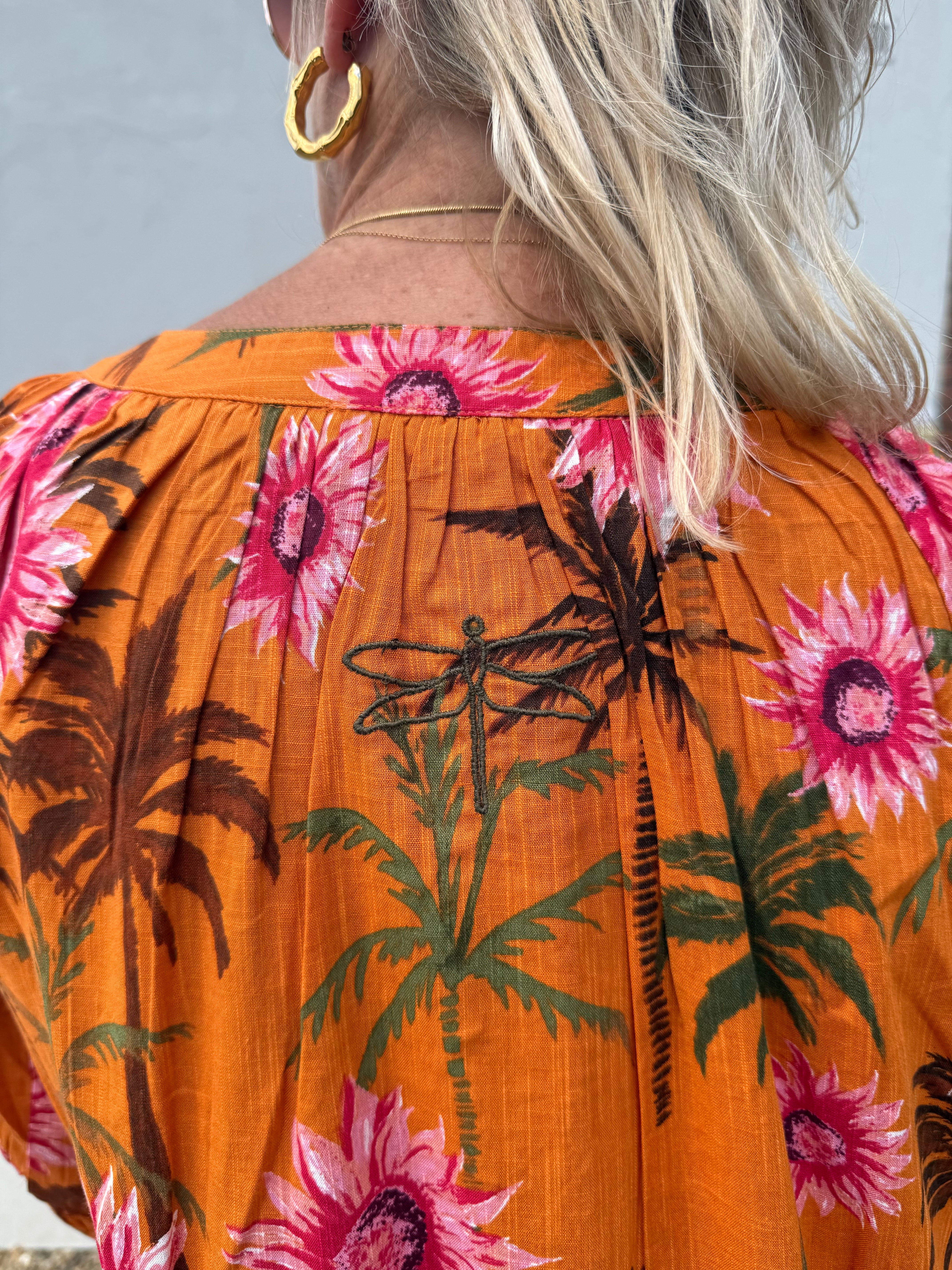 Gaspar 2607765 Athen dress flower orange