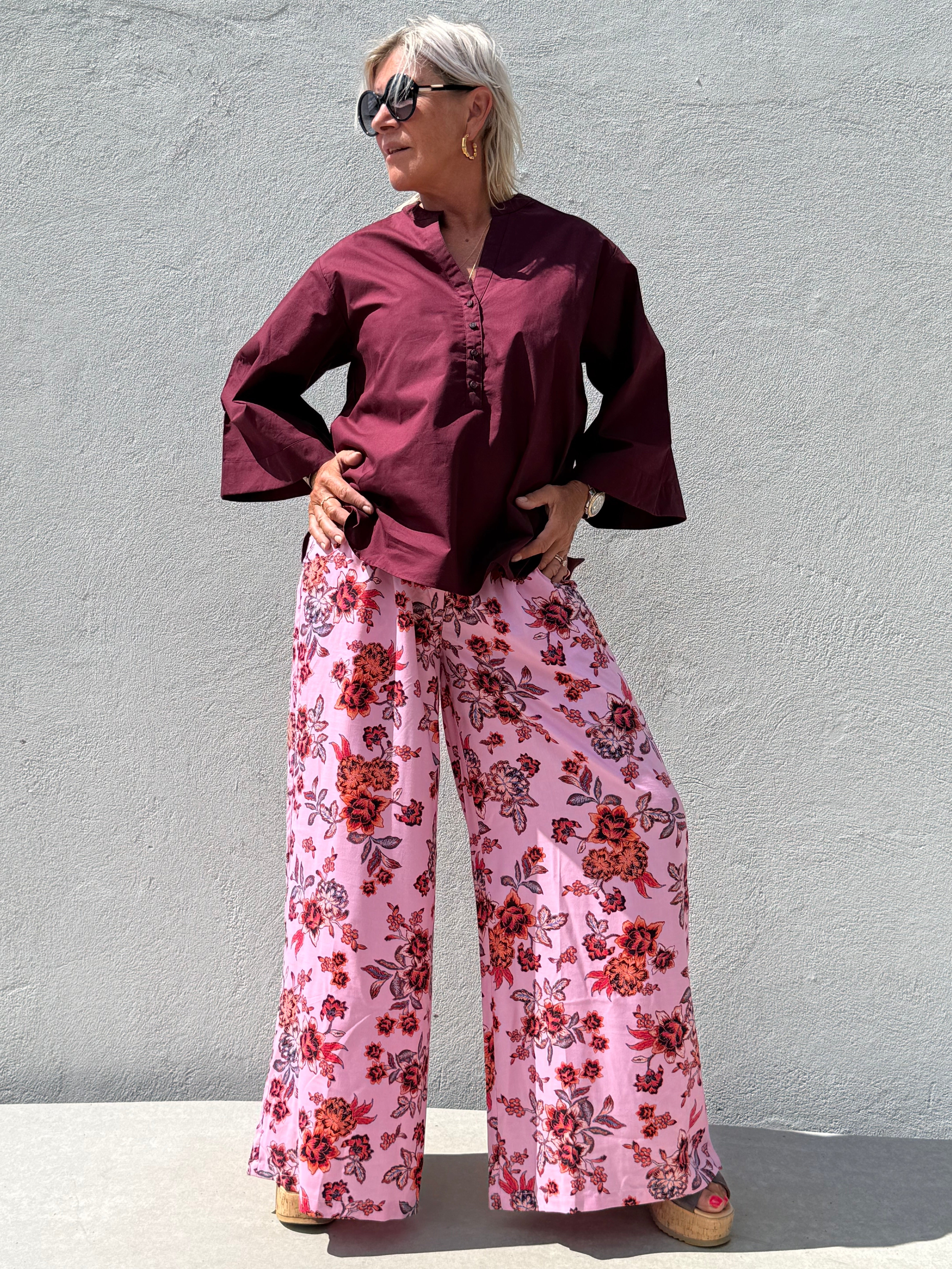 Gaspar 2607912 Houston pant wide flower rose