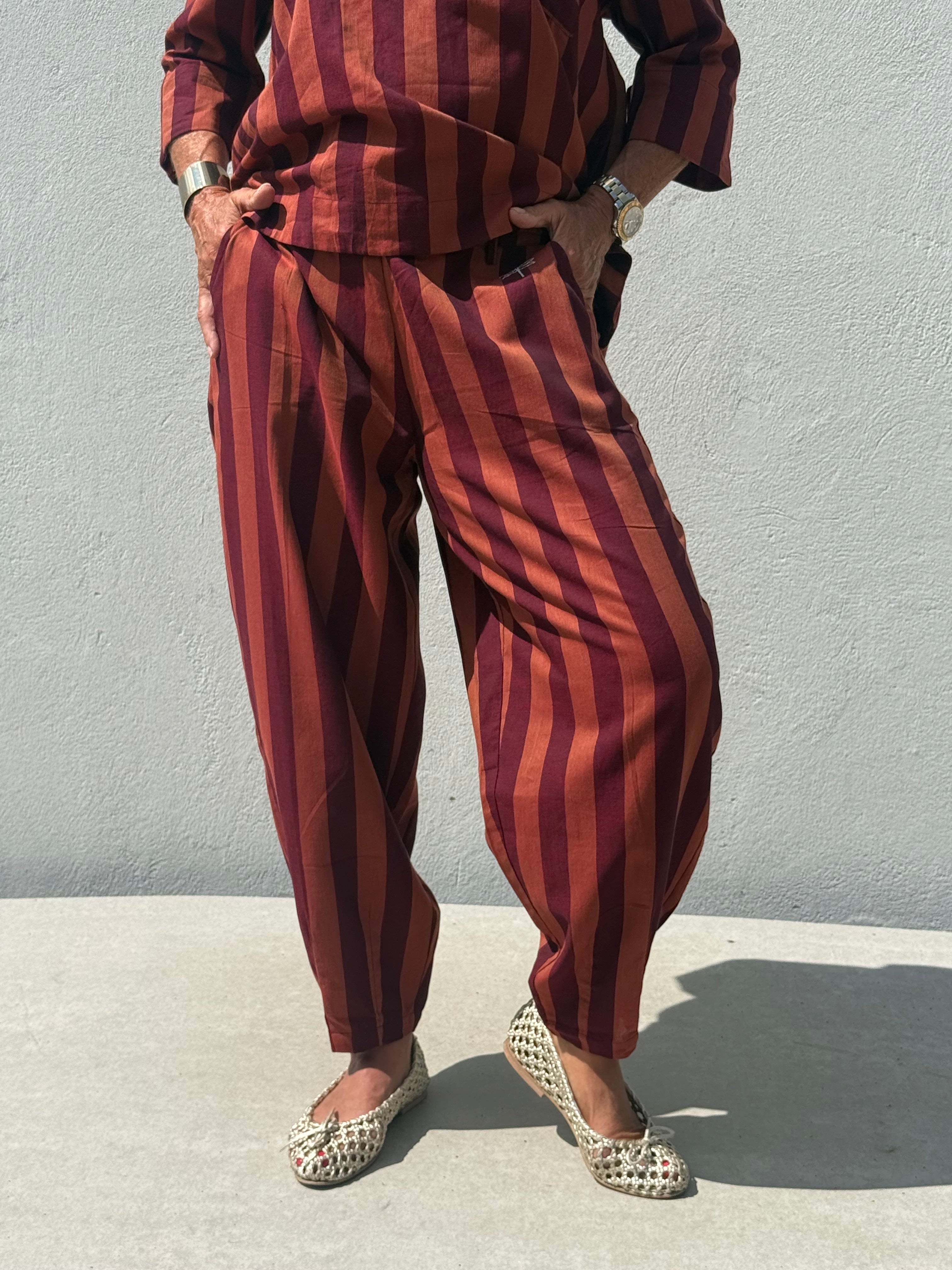 Gaspar 2607922 Colorado stripe pants burnt sienna