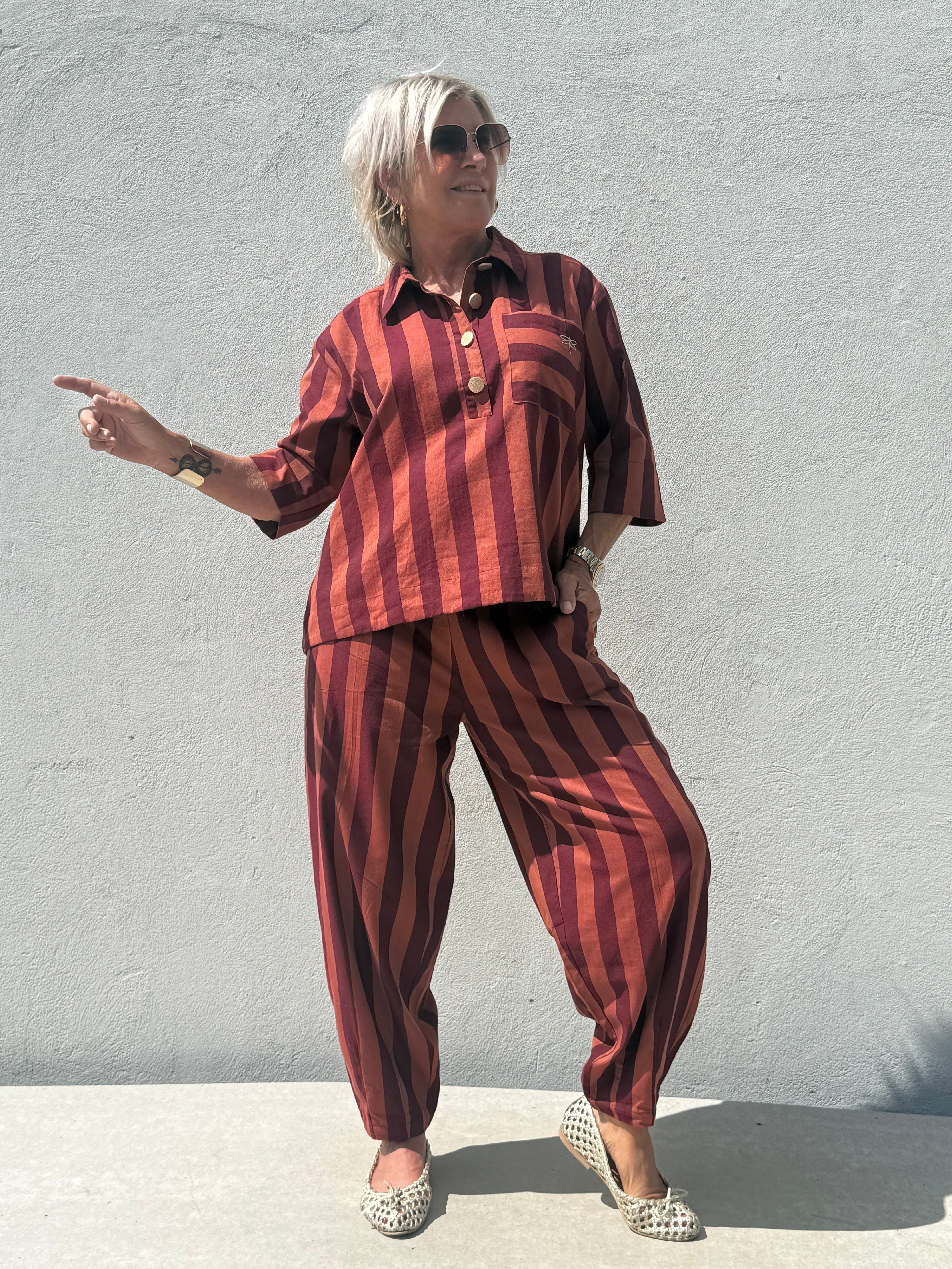Gaspar 2607922 Colorado stripe pants burnt sienna