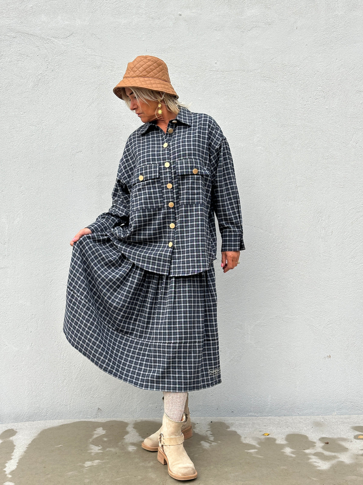 Gaspar 2607951 Vienna skirt check dark blue