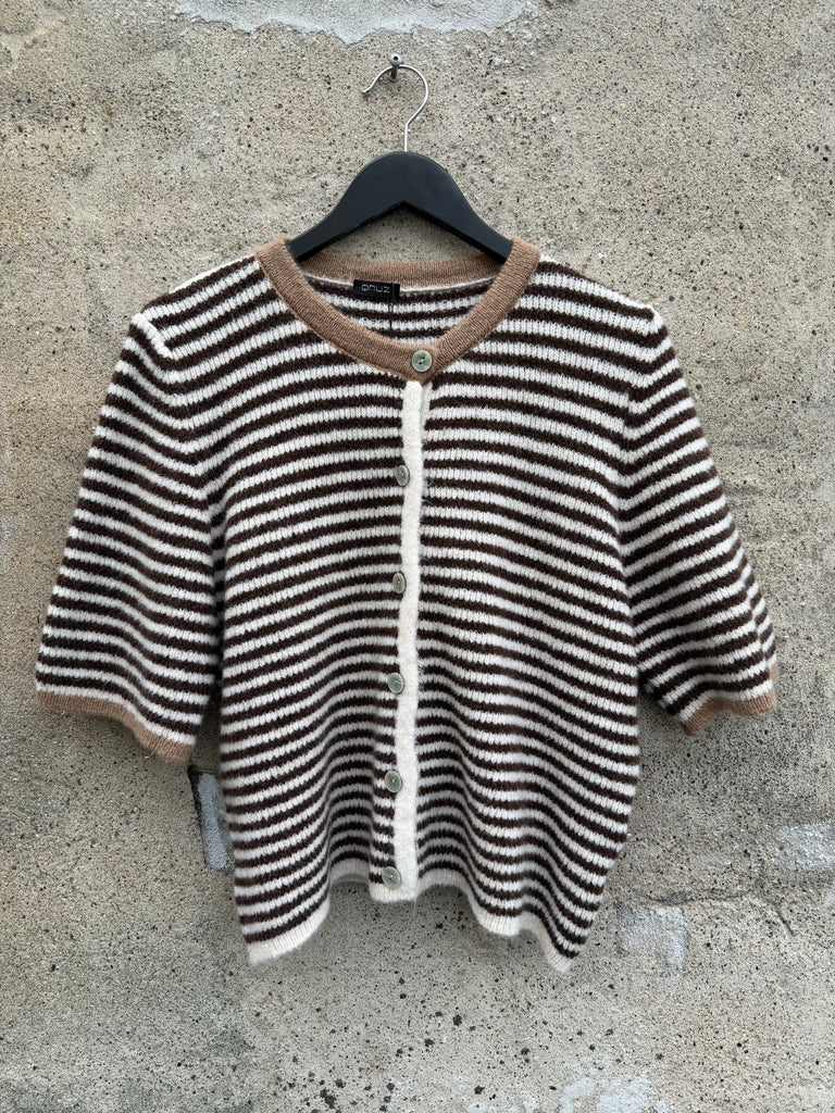 Qnuz 9225 knit striped cardigan choco