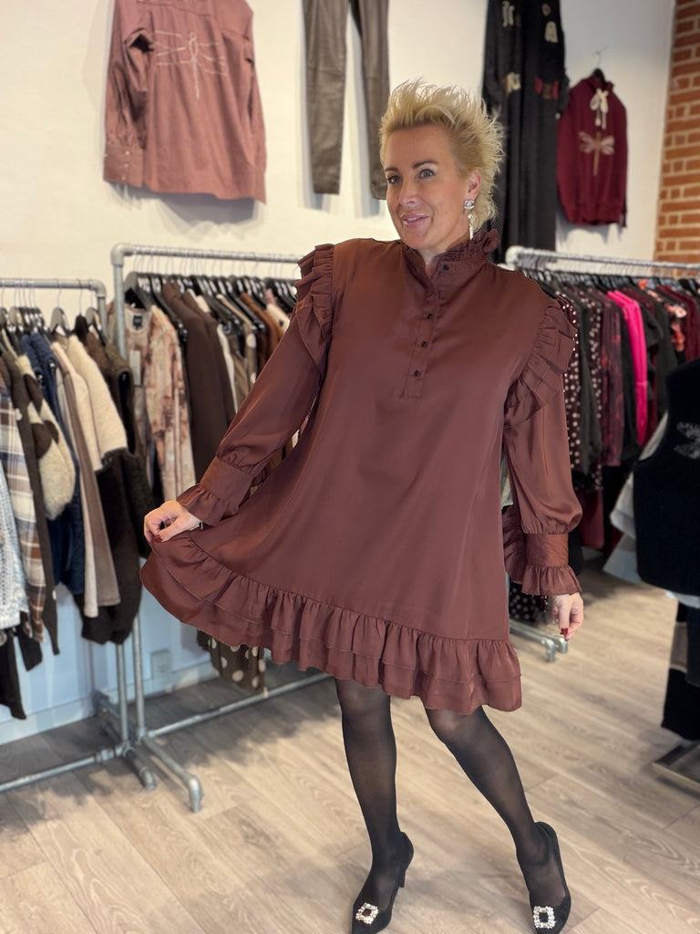 Gaspar 2510708 Jacqueline dress solid auburn