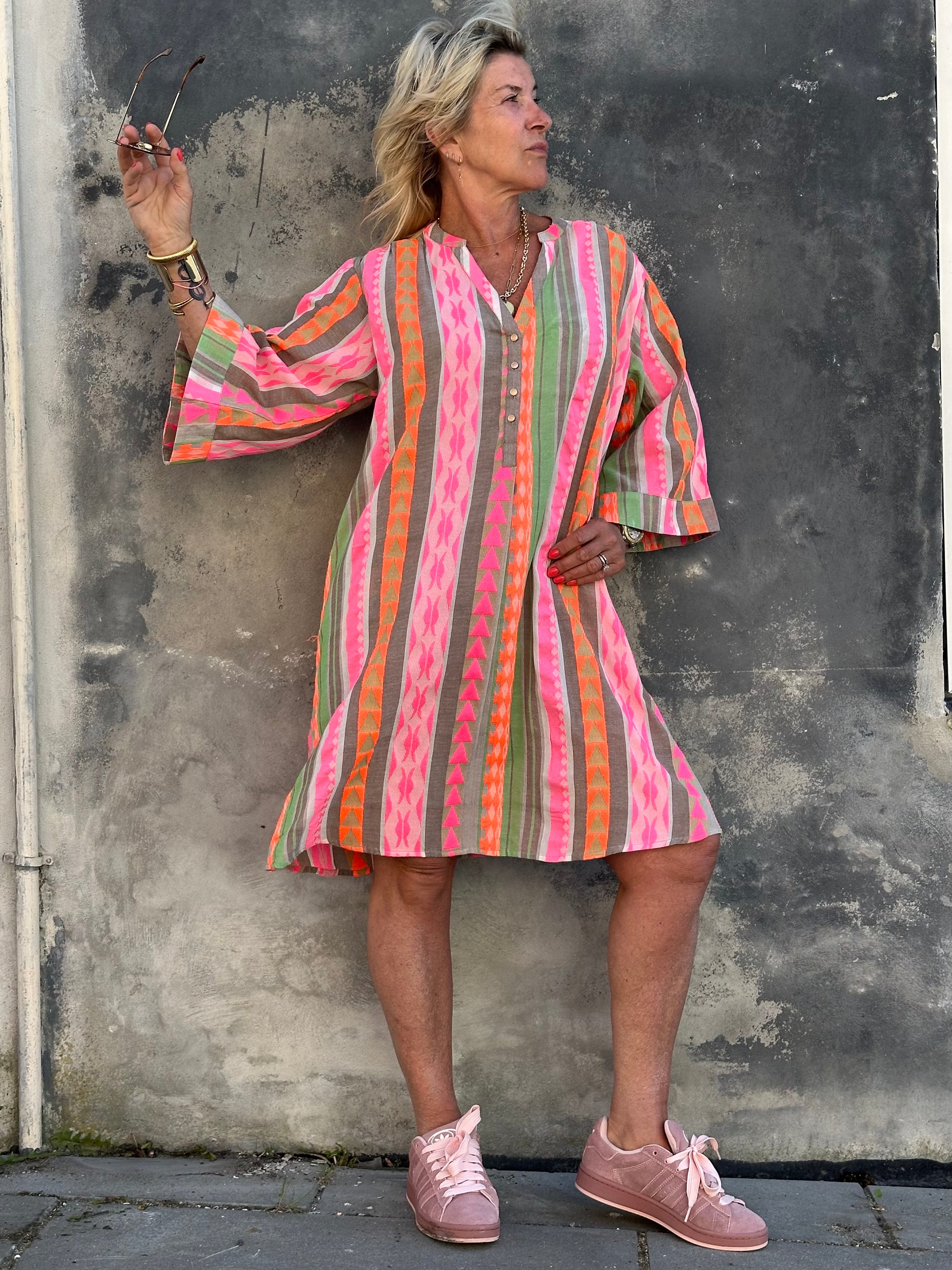 Gaspar 2601352 Mumbai dress short jacquard rose