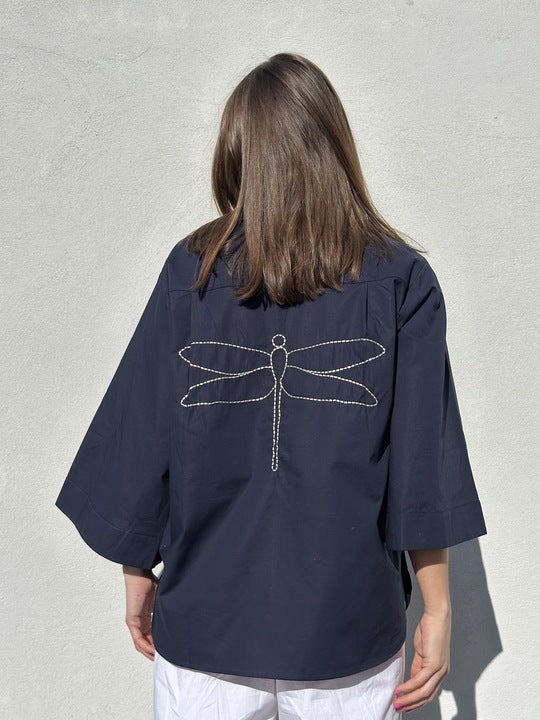 Gaspar 2601346 Mumbai blouse poplin dark blue