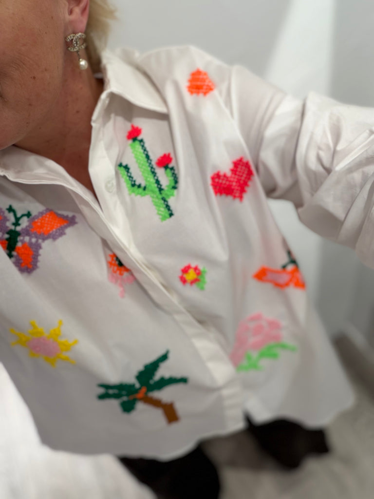 Boho Love B1327-01 skjorte palm white