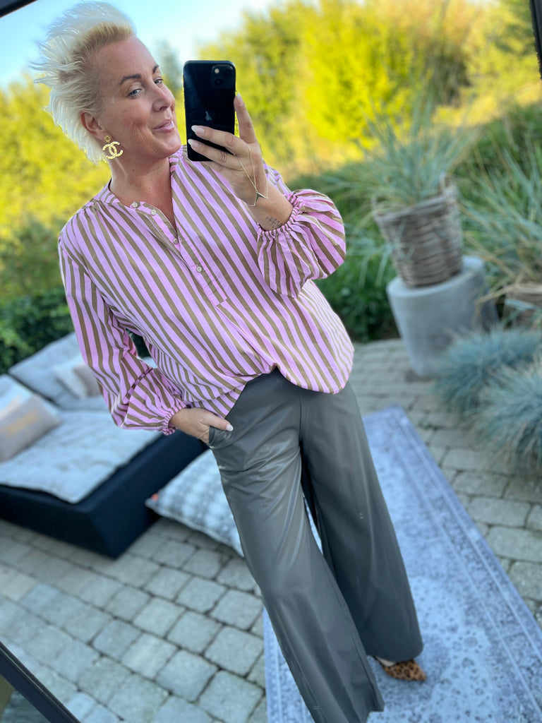 Qnuz 9112 Fake leather pants marron