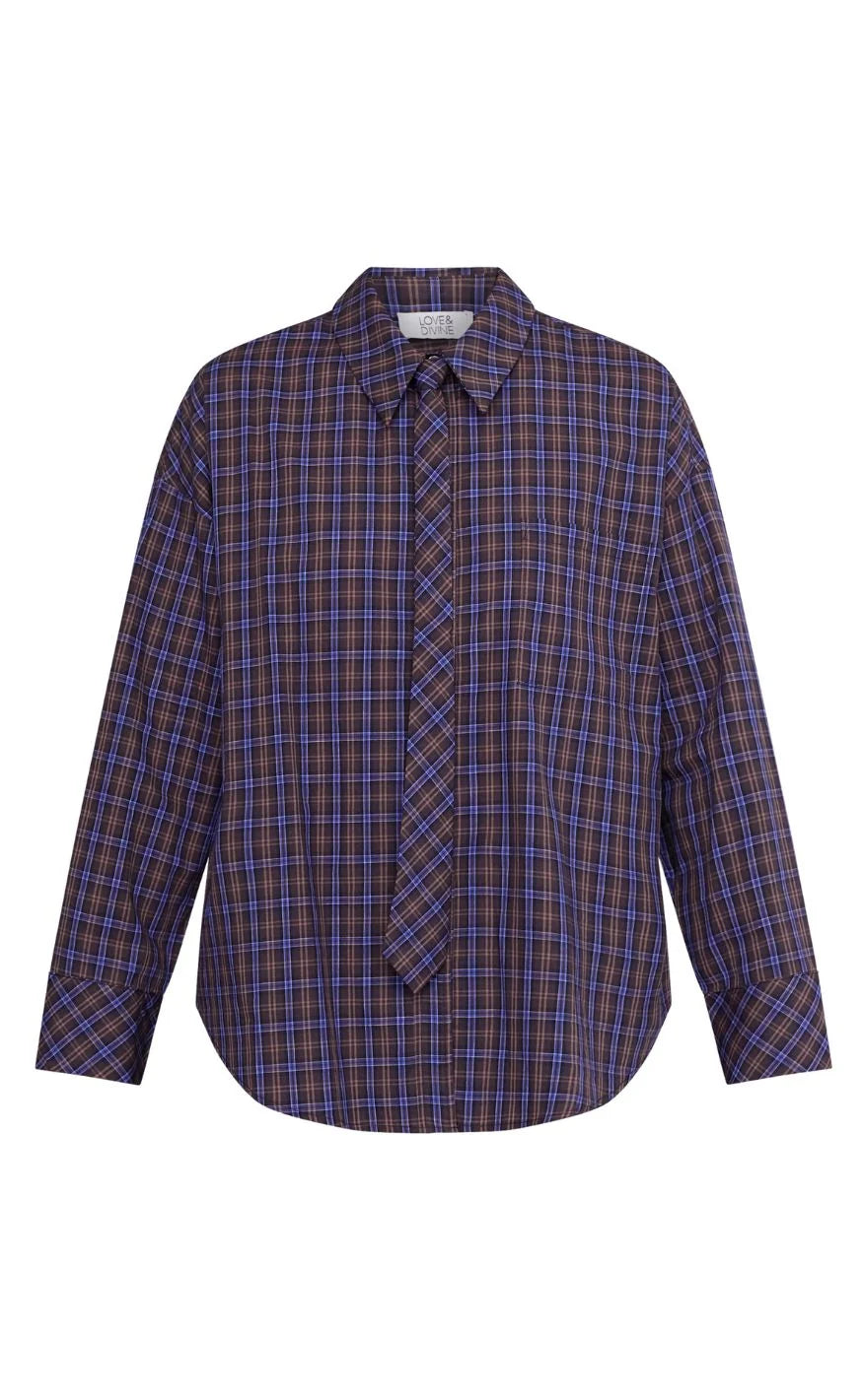 Love & Divine love1645 shirt brown check