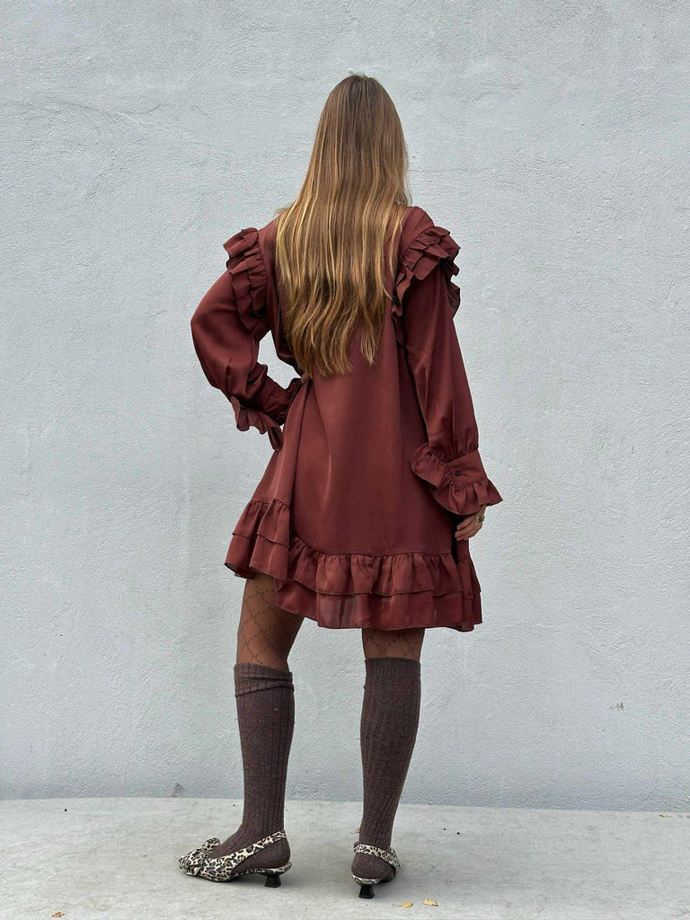 Gaspar 2510708 Jacqueline dress solid auburn