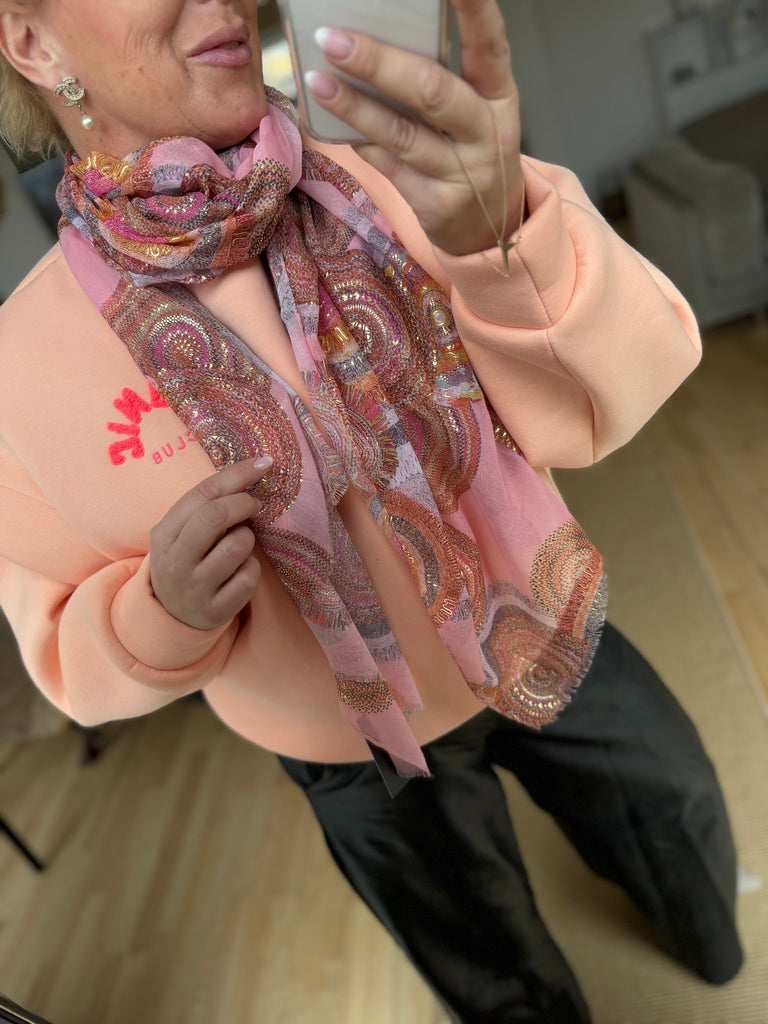 Qnuz 4892 Circles scarf gold rosa