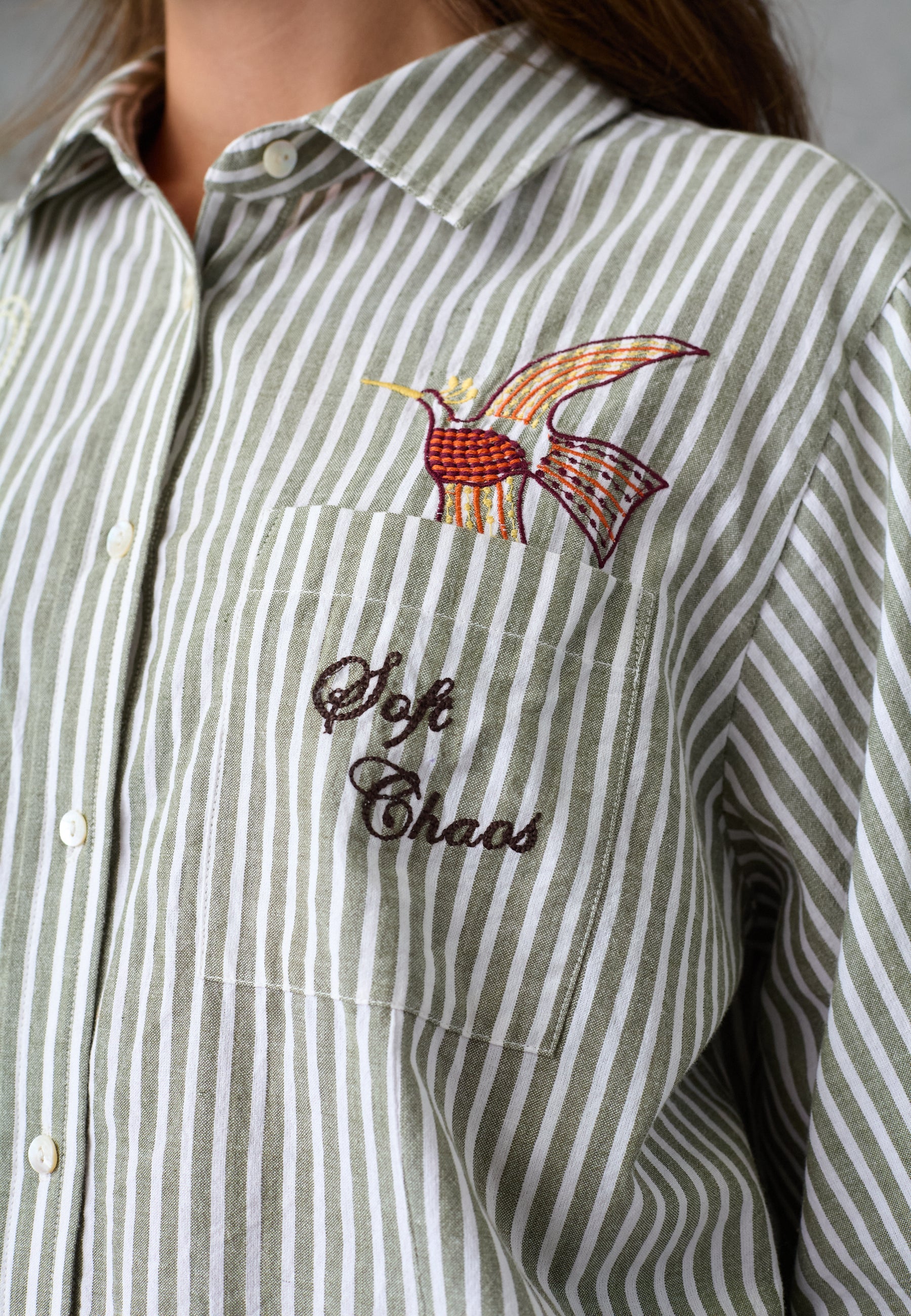 Love & Divine love1562-1 shirt stripe khaki