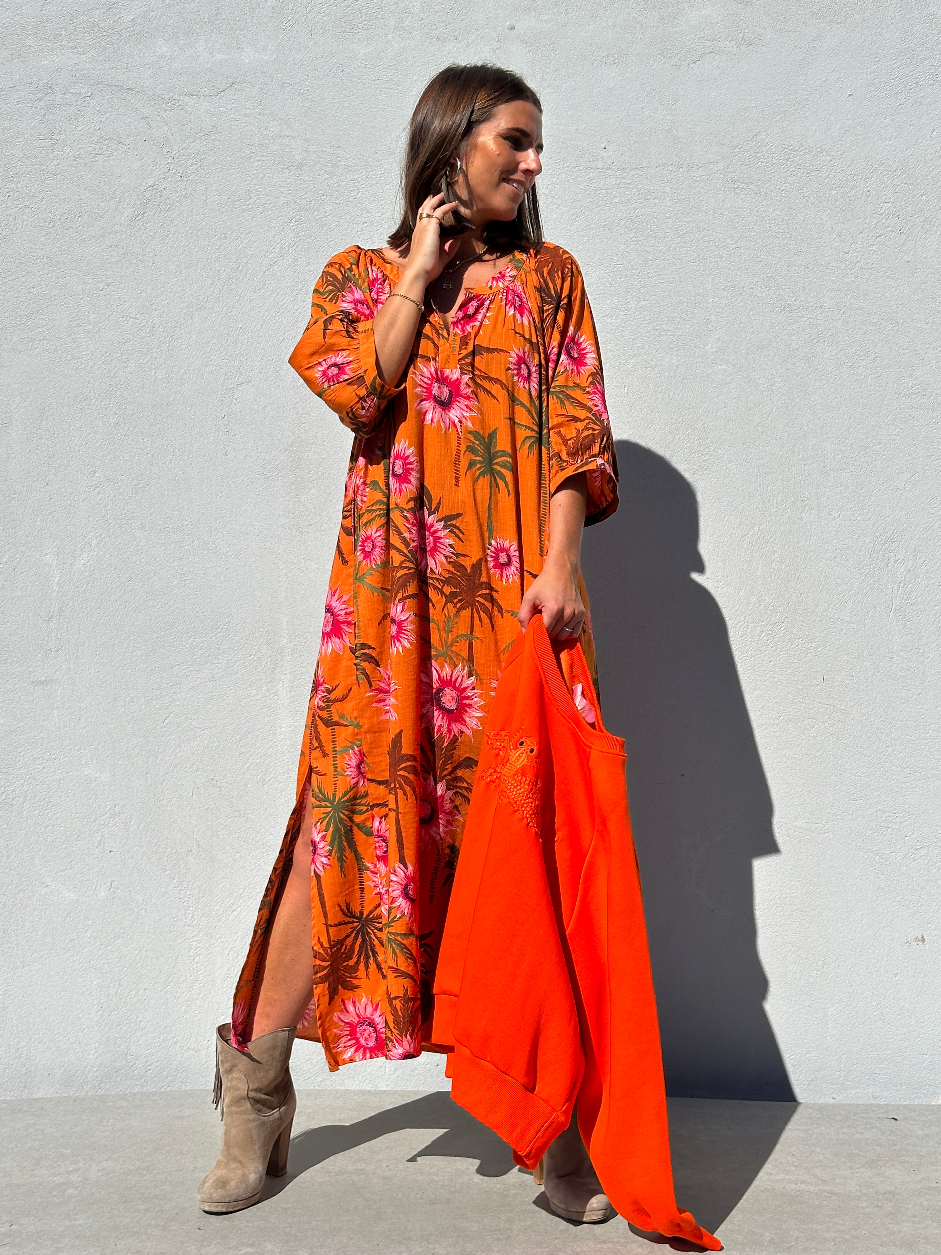 Gaspar 2607765 Athen dress flower orange