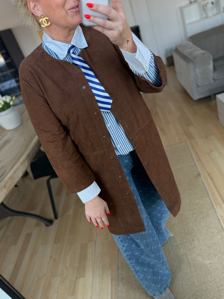 Depeche 51324 Sandy shirt dress suede choco