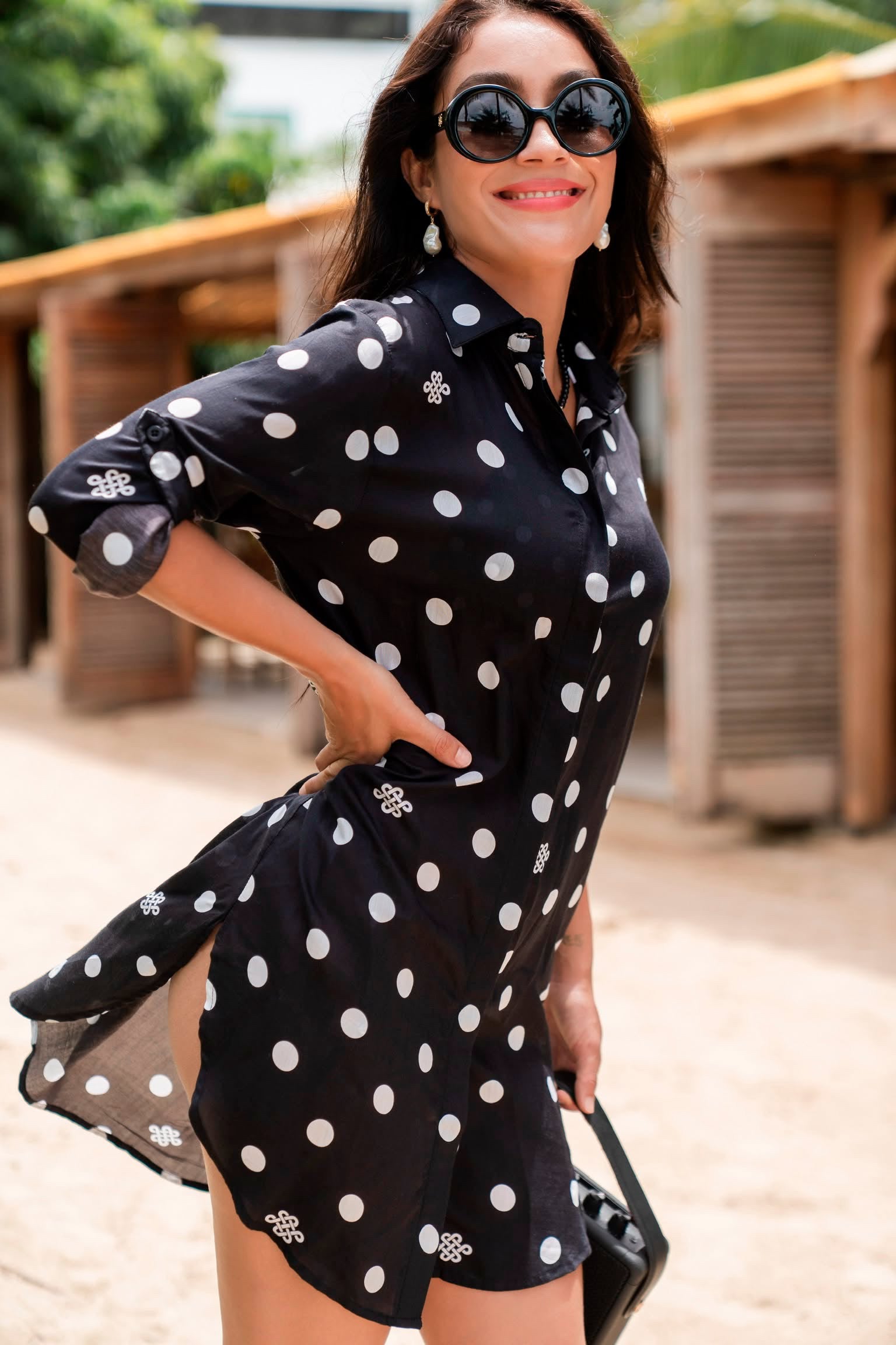 Kaanda Logo dot shirtdress black