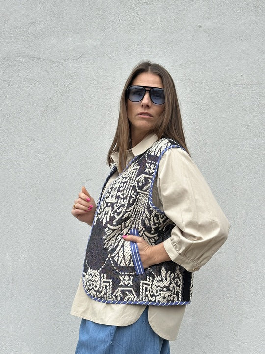 Gaspar 2601333 Marli waistcoat print black