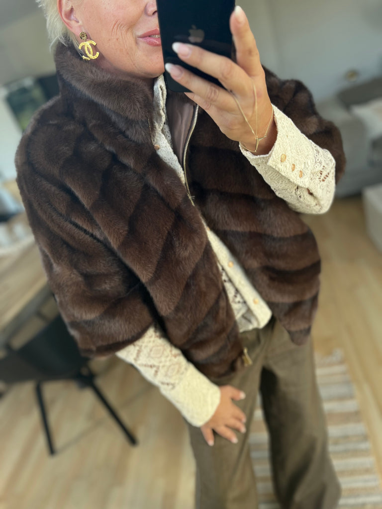 By Engbork Marilyn fake fur jakke brown