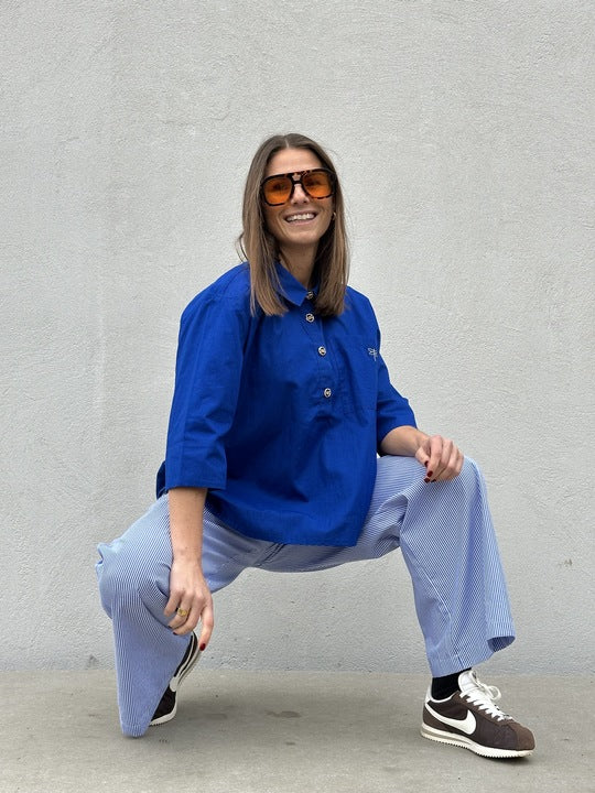 Gaspar 2601305 Porto blouse poplin royal