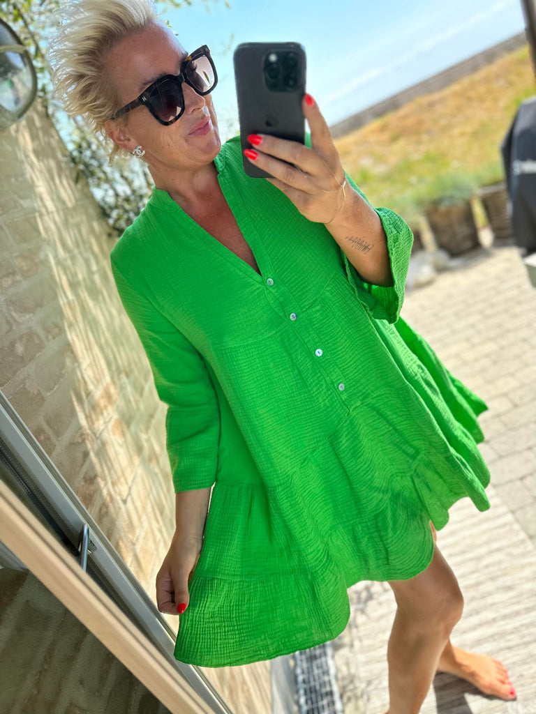 By Engbork Aisha Gauze kjole Green