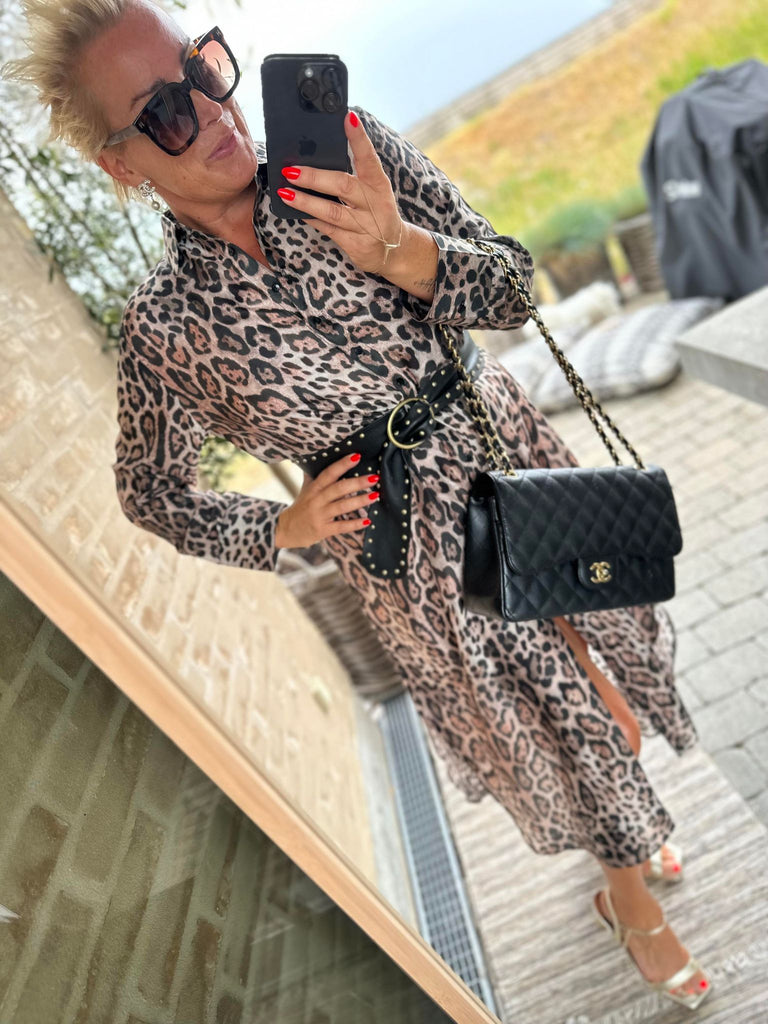 Kaanda Resort skjorte kjole Leopard