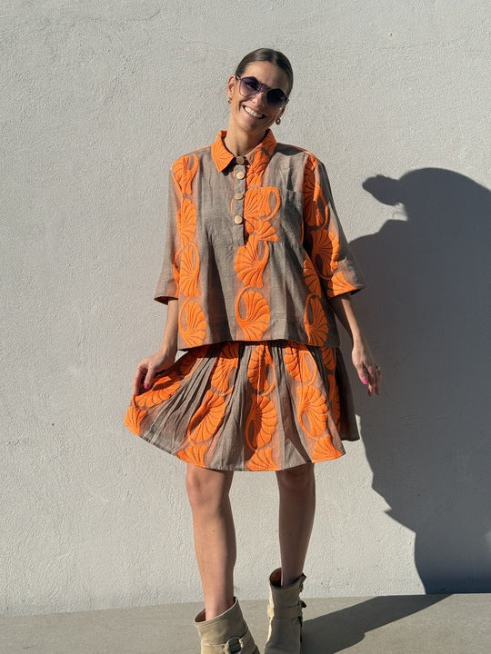 Gaspar 2601342 Porto blouse jacquard sand