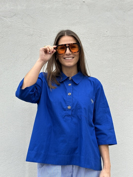 Gaspar 2601305 Porto blouse poplin royal