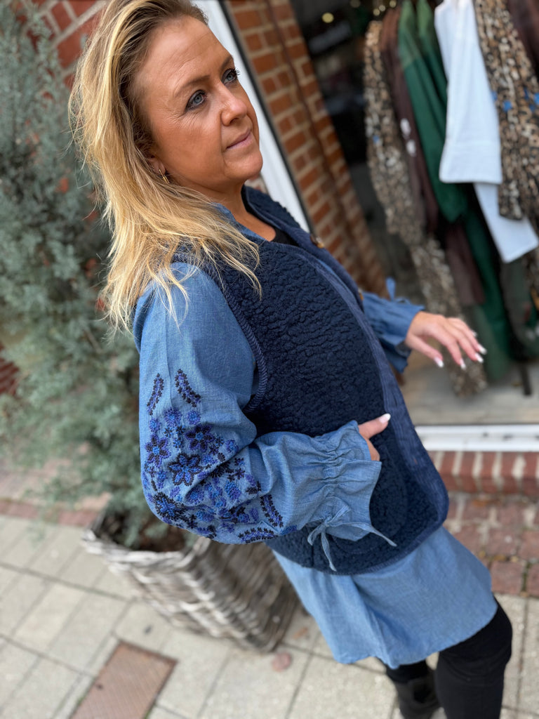 WAUW 10104 Chambray Wilma tunic blue