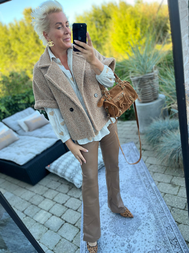 Depeche 51160 Ava pants flare leather nougat