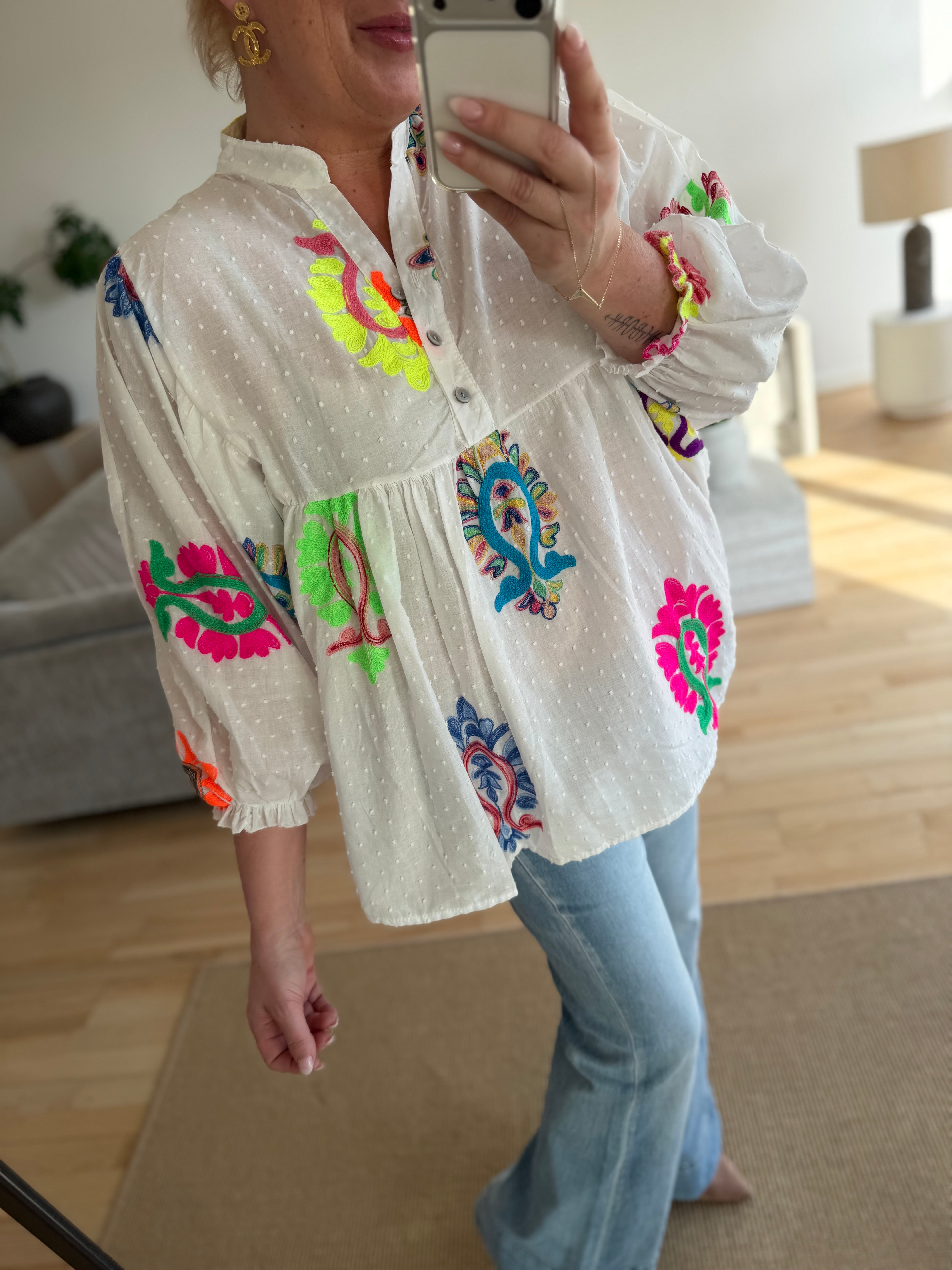Boho Love B1351 Mix skjorte white