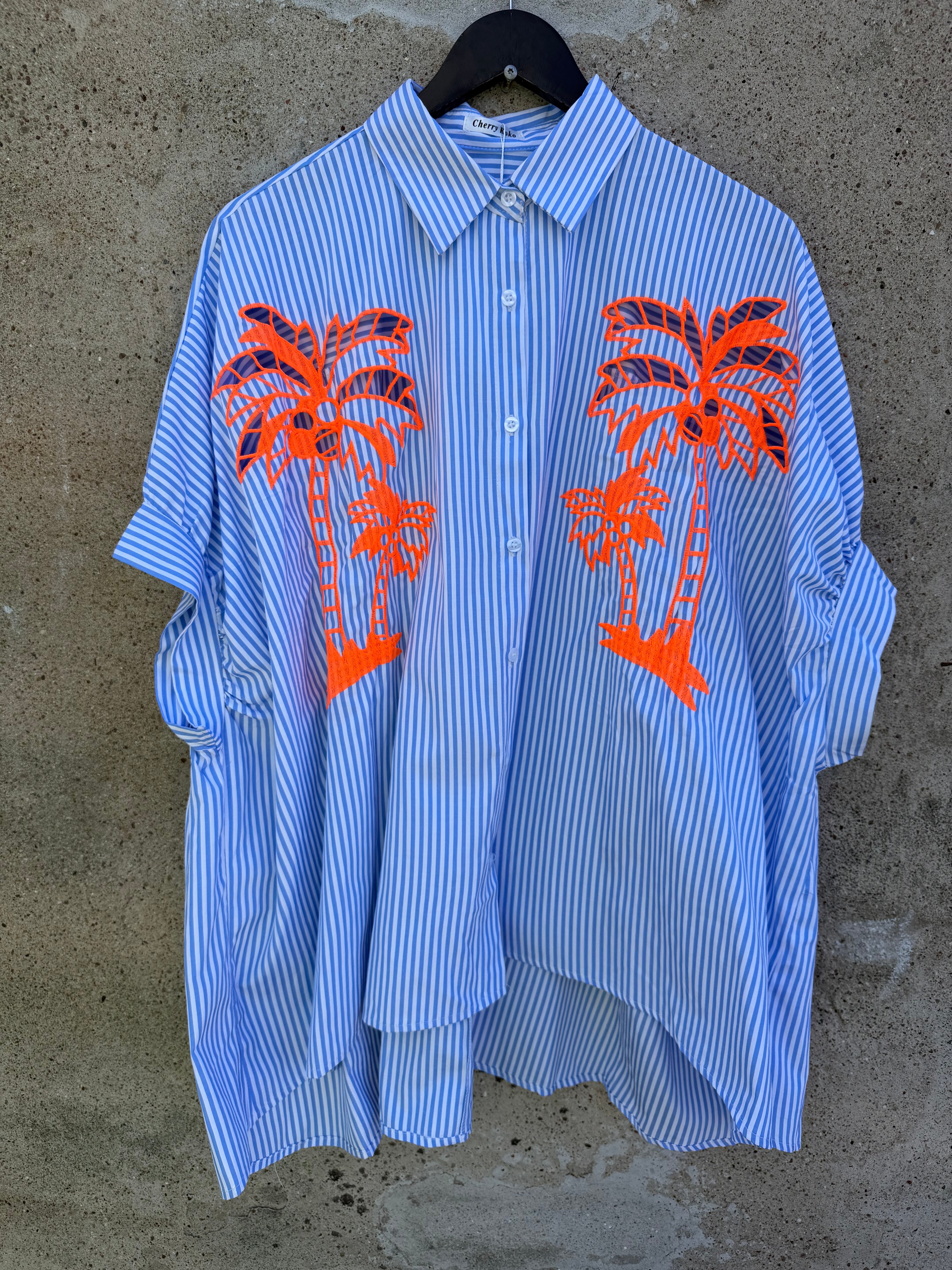 Maui striped shirt palm blue