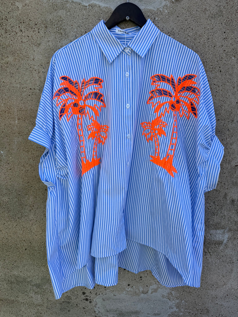 Maui striped shirt palm blue