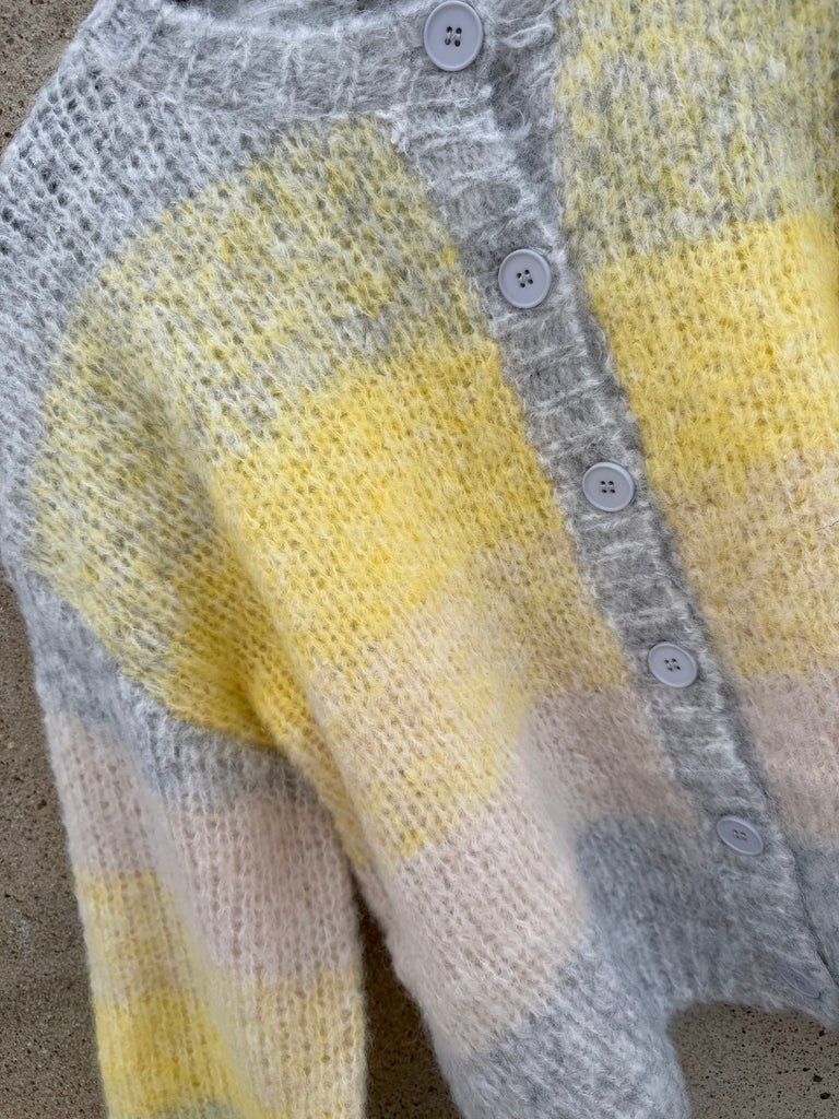 Qnuz 9267 cardigan striped yellow