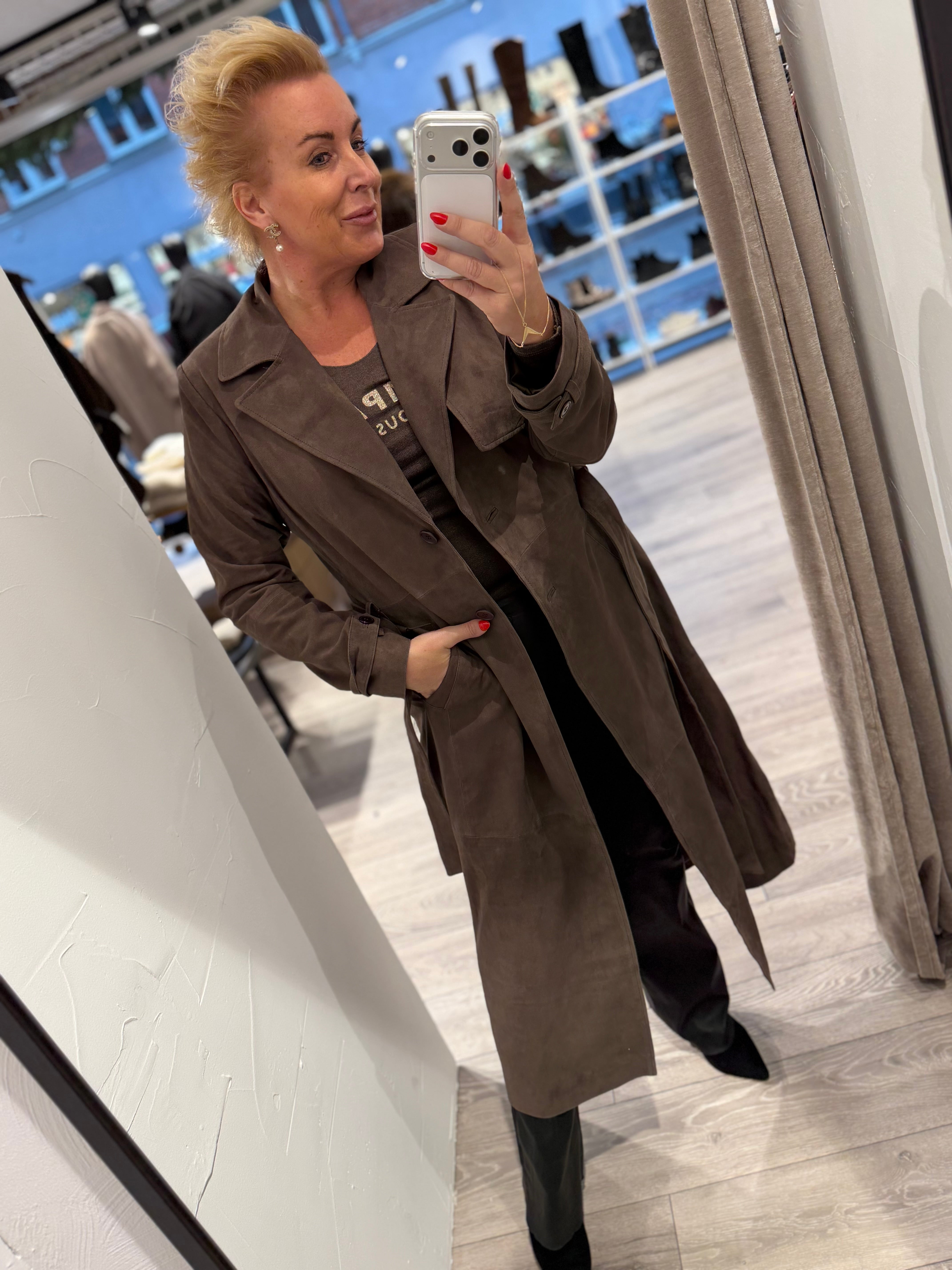 Depeche 51310 Naomi trench coat suede deer