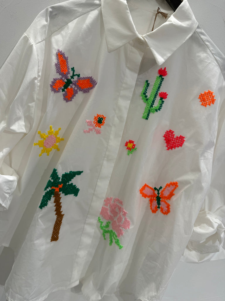 Boho Love B1327-01 skjorte palm white