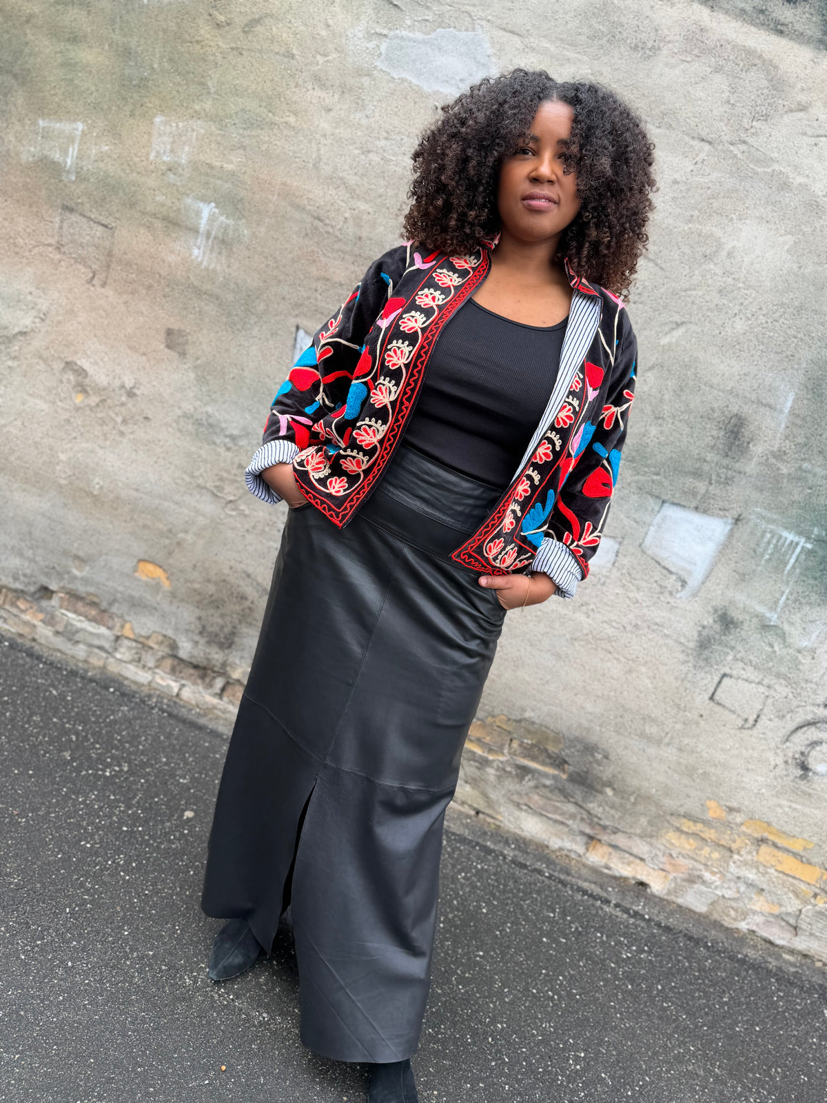 Depeche 51256 Clara maxi skirt leather black