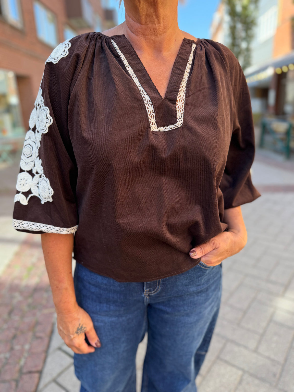 Boho Love B1416 corduroy blouse brown